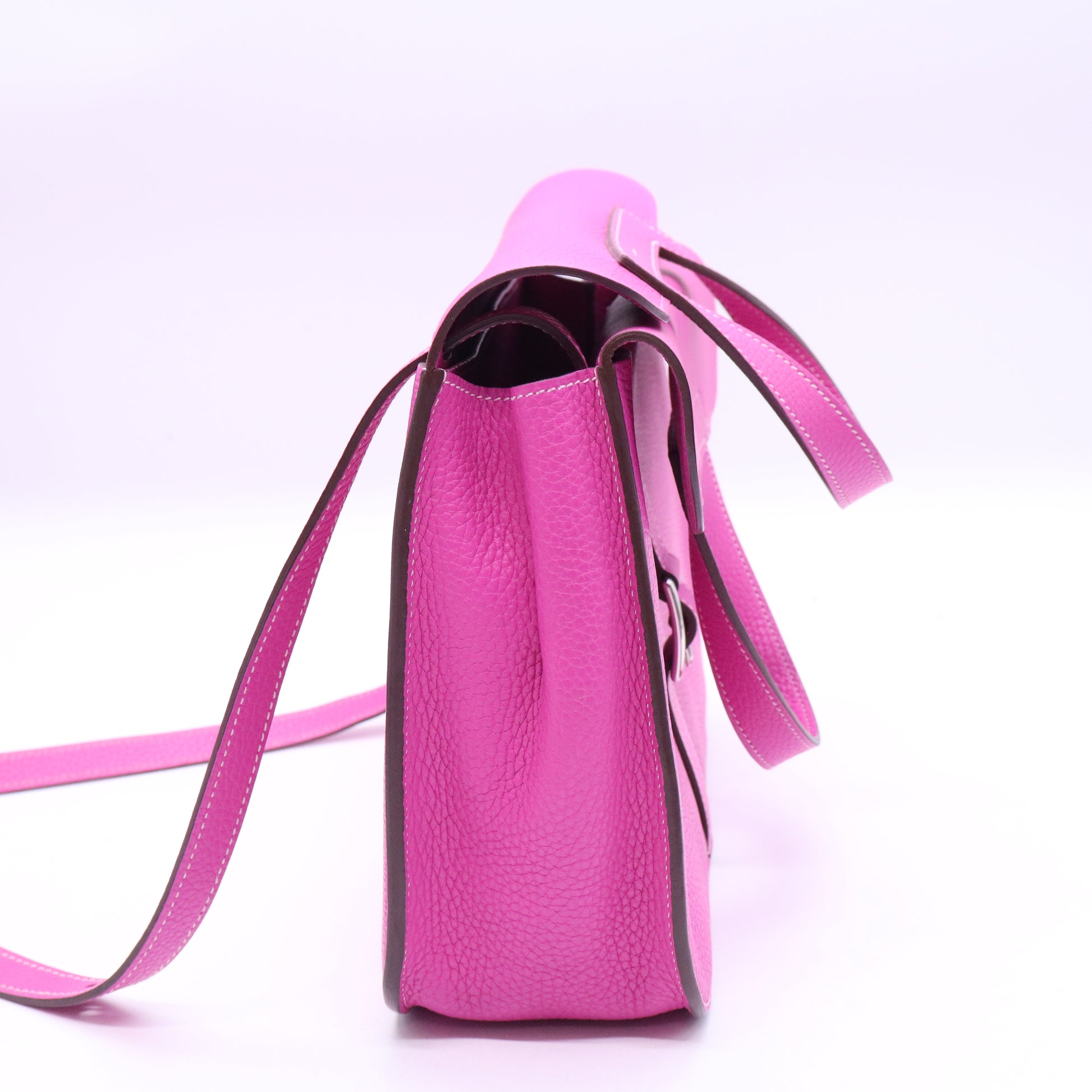 Hermes Taurillon Clemence Halzan 31 GM Magnolia twins B21462