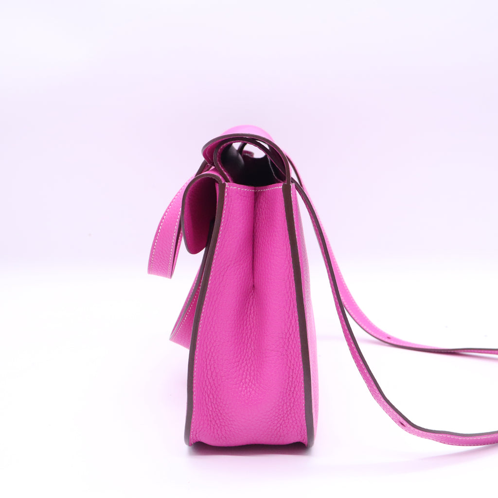 Hermes Taurillon Clemence Halzan 31 GM Magnolia twins B21462