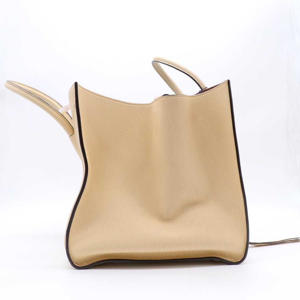 Taupe Pebbled Leather Medium Phantom Luggage Tote Bag twins