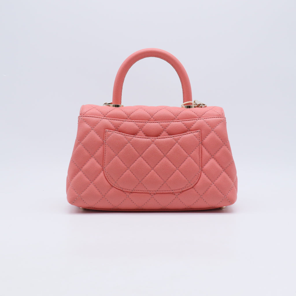 Caviar Quilted Mini Coco Handle Flap Pink B21856