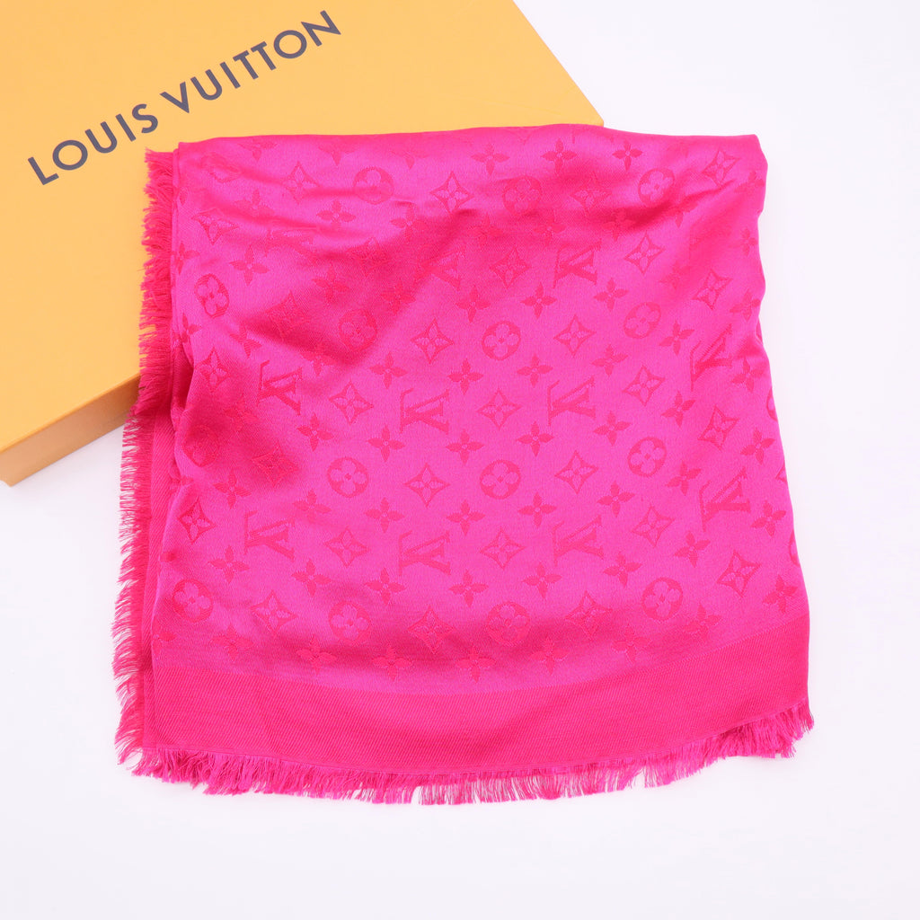 Louis Vuitton 60% Silk 40% Wool Blend Purple-Red Scarf W20095 twins