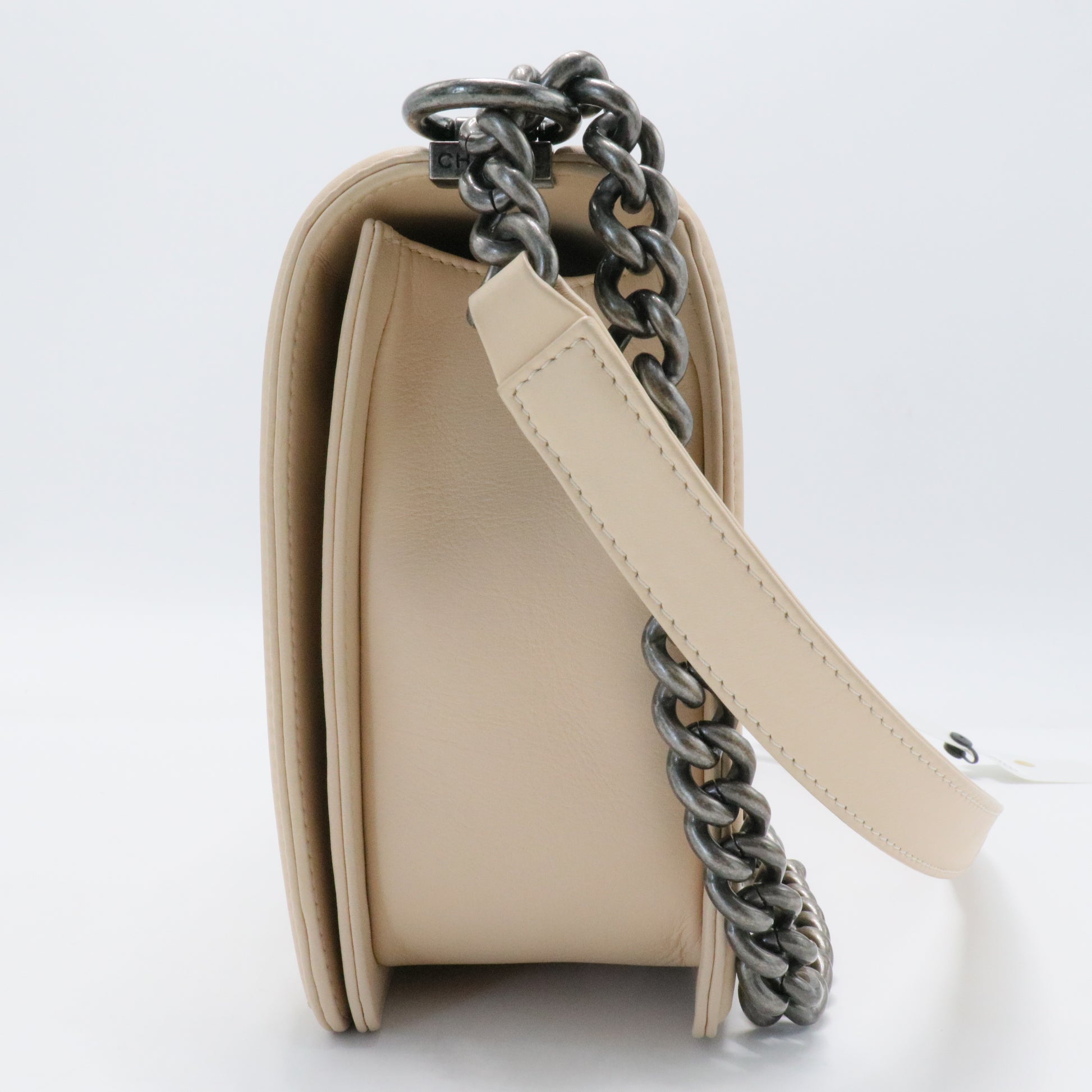 Boy Flap Bag Quilted Calfskin Old Medium Beige