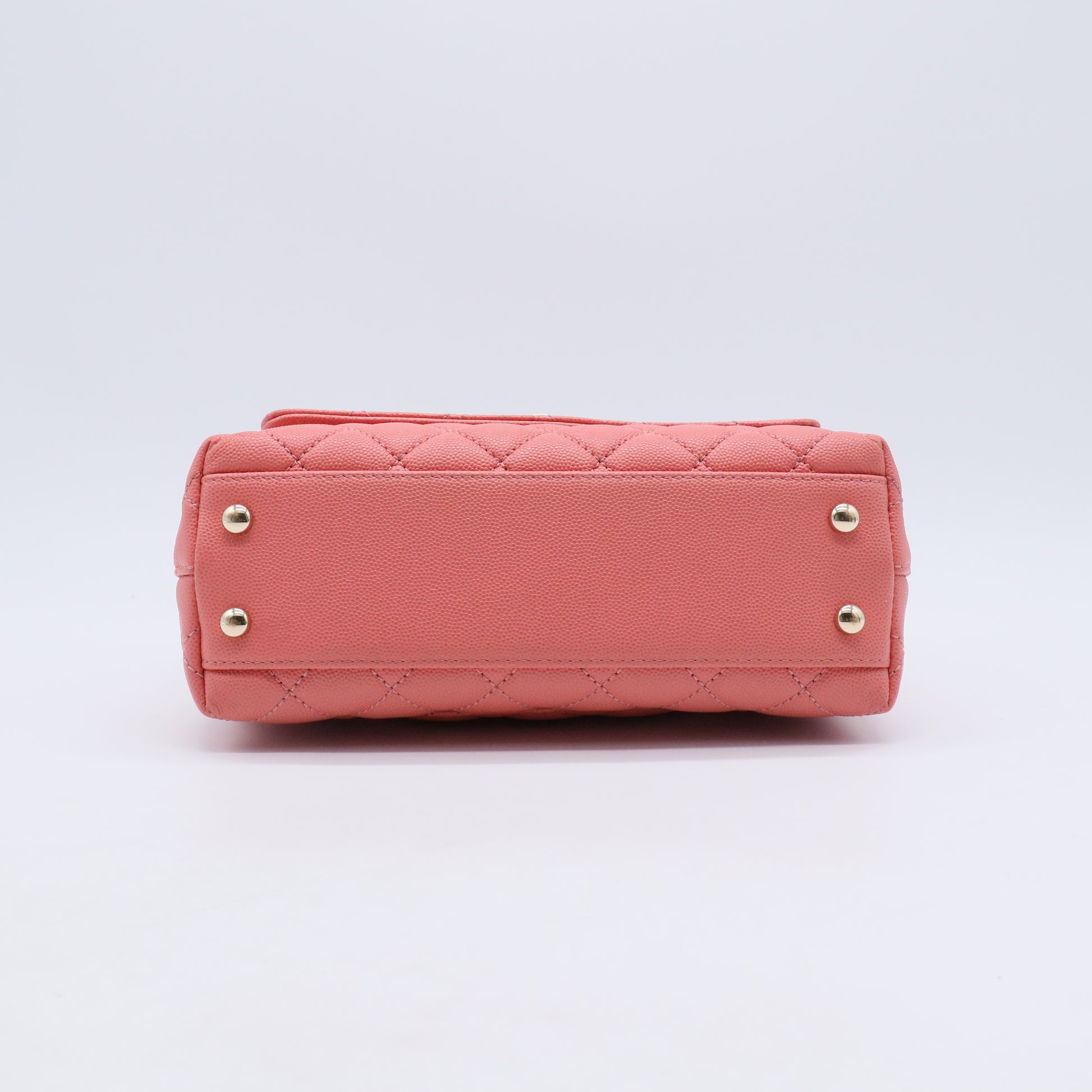 Caviar Quilted Mini Coco Handle Flap Pink B21856