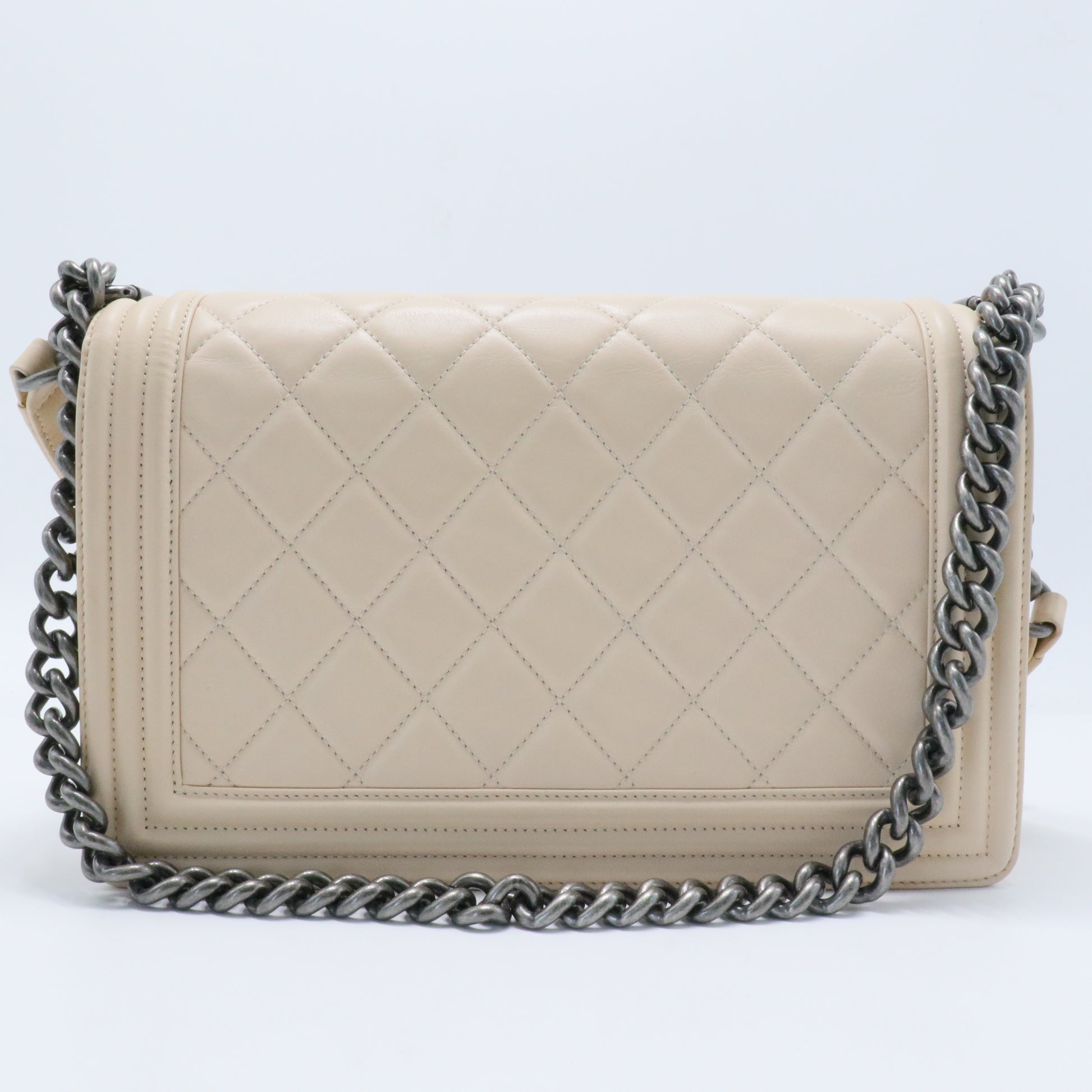 Boy Flap Bag Quilted Calfskin Old Medium Beige