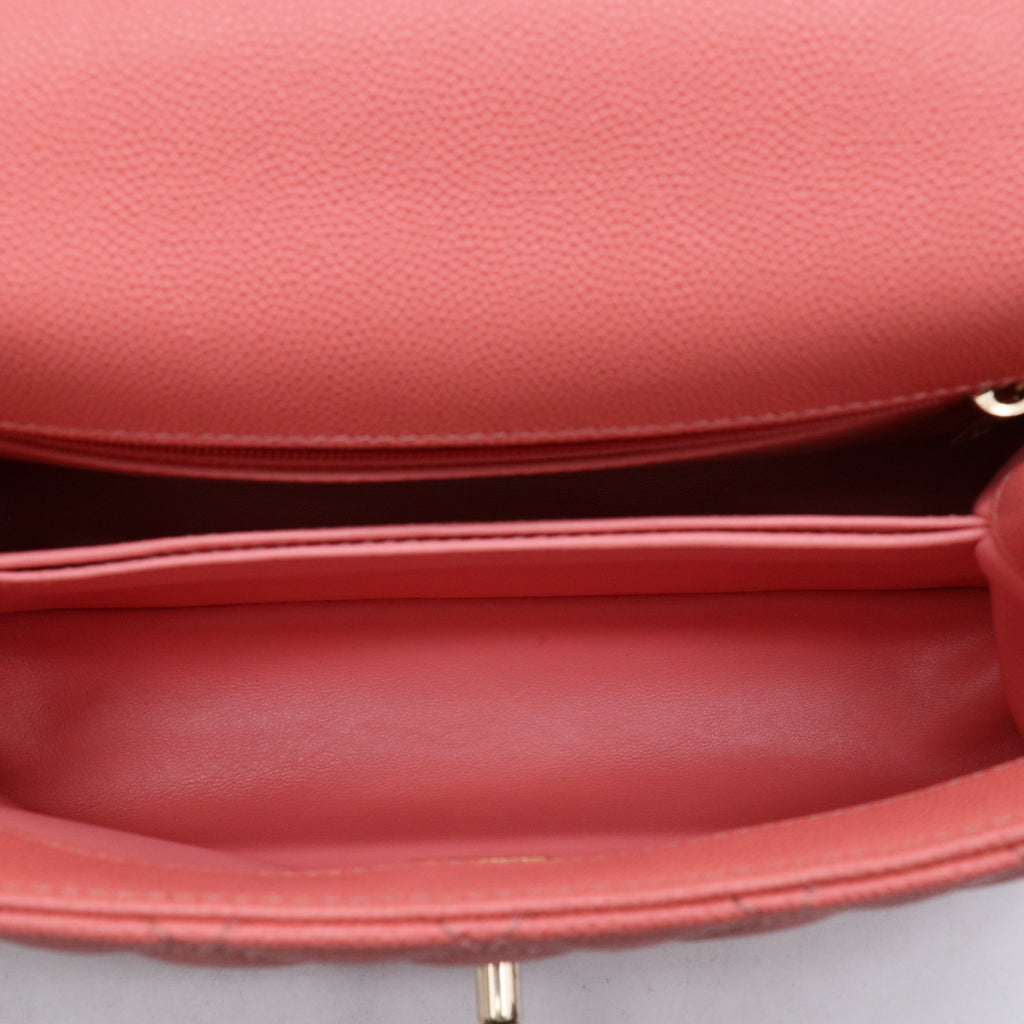 Caviar Quilted Mini Coco Handle Flap Pink B21856