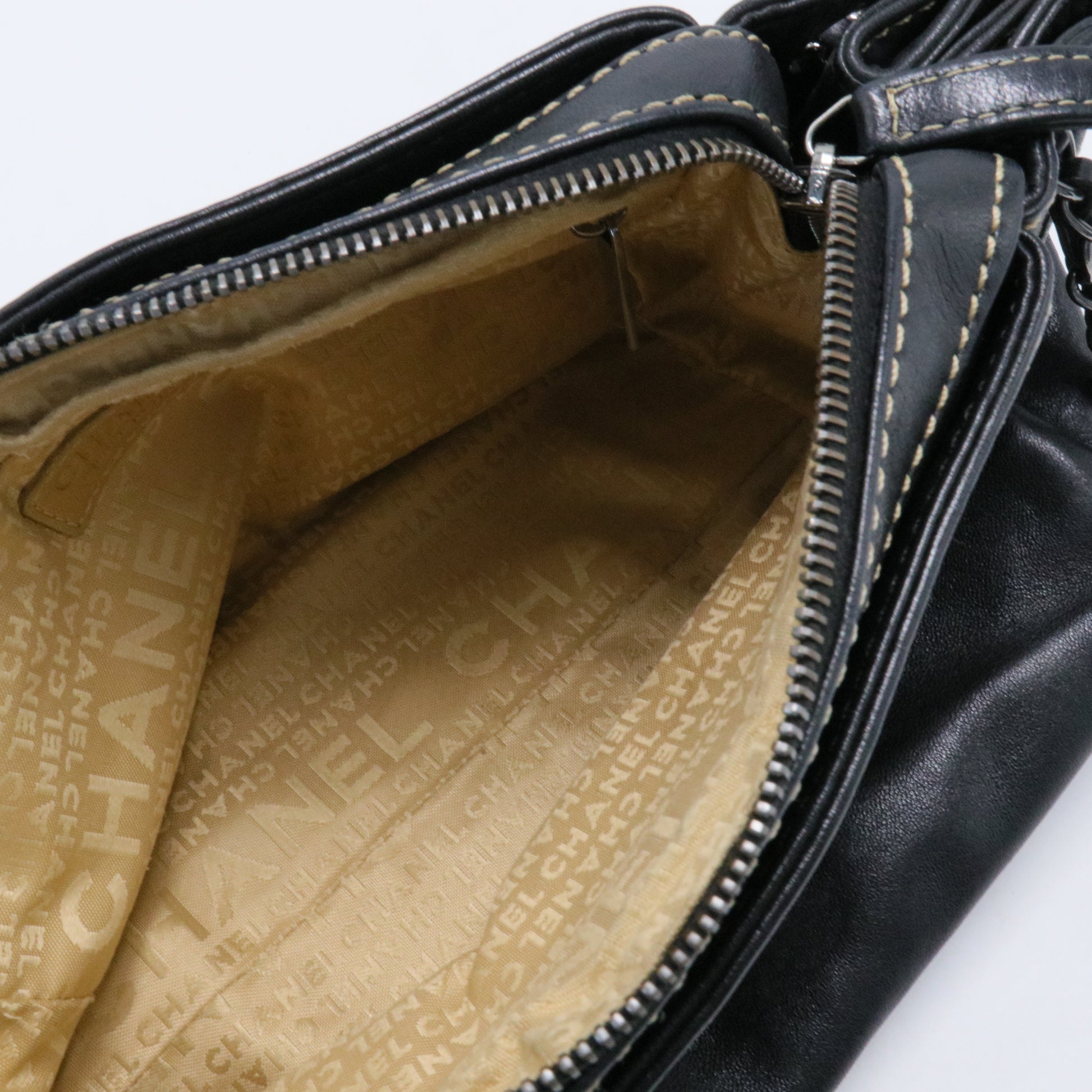 Chanel Black Leather LAX Accordion Shoulder Bag