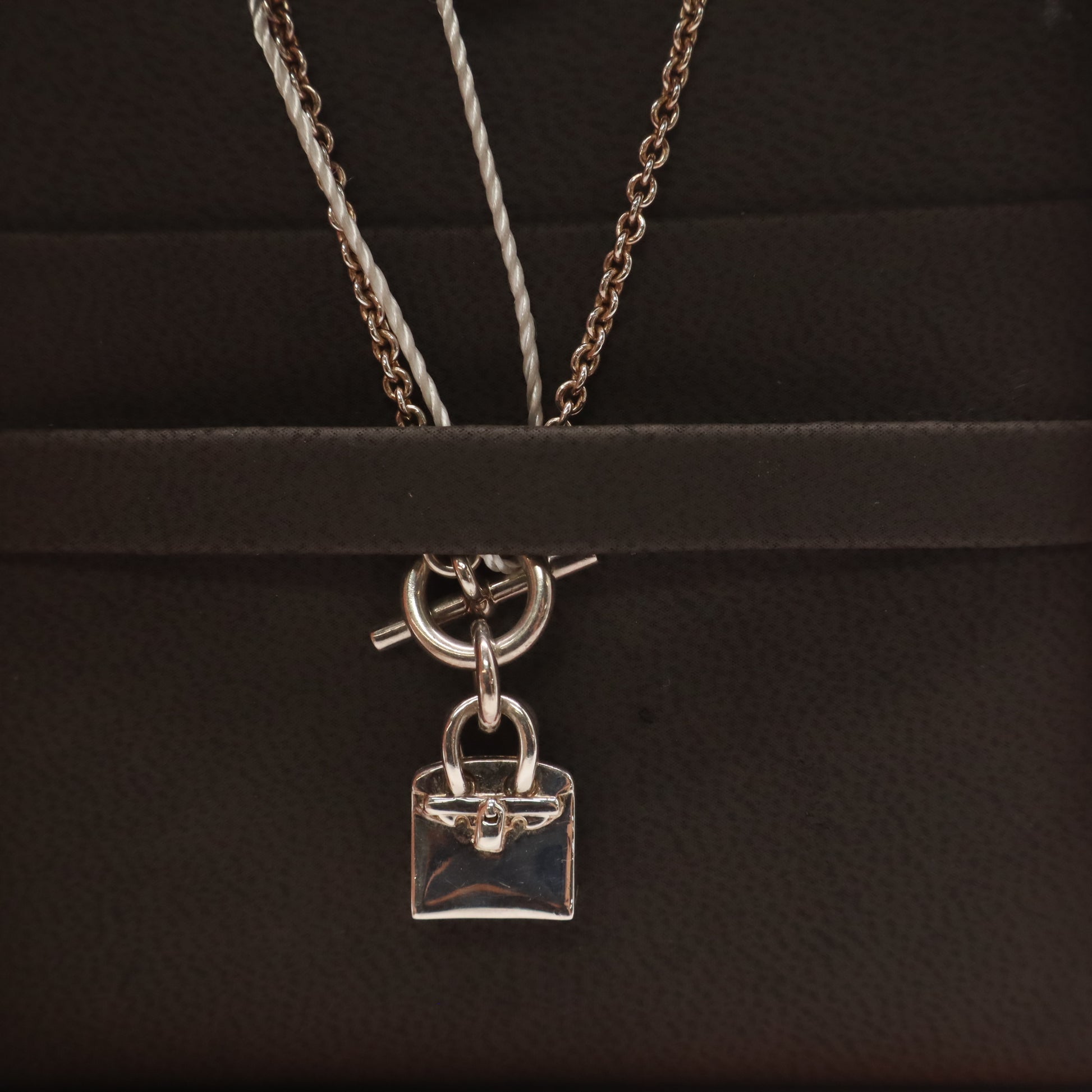 Hermes Sterling Silver Cadenas Kelly Lock Pendant Necklace LDZ181