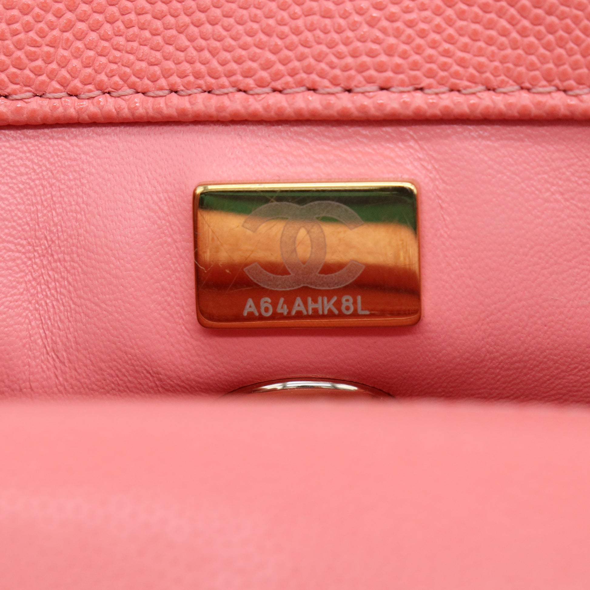 Caviar Quilted Mini Coco Handle Flap Pink B21856