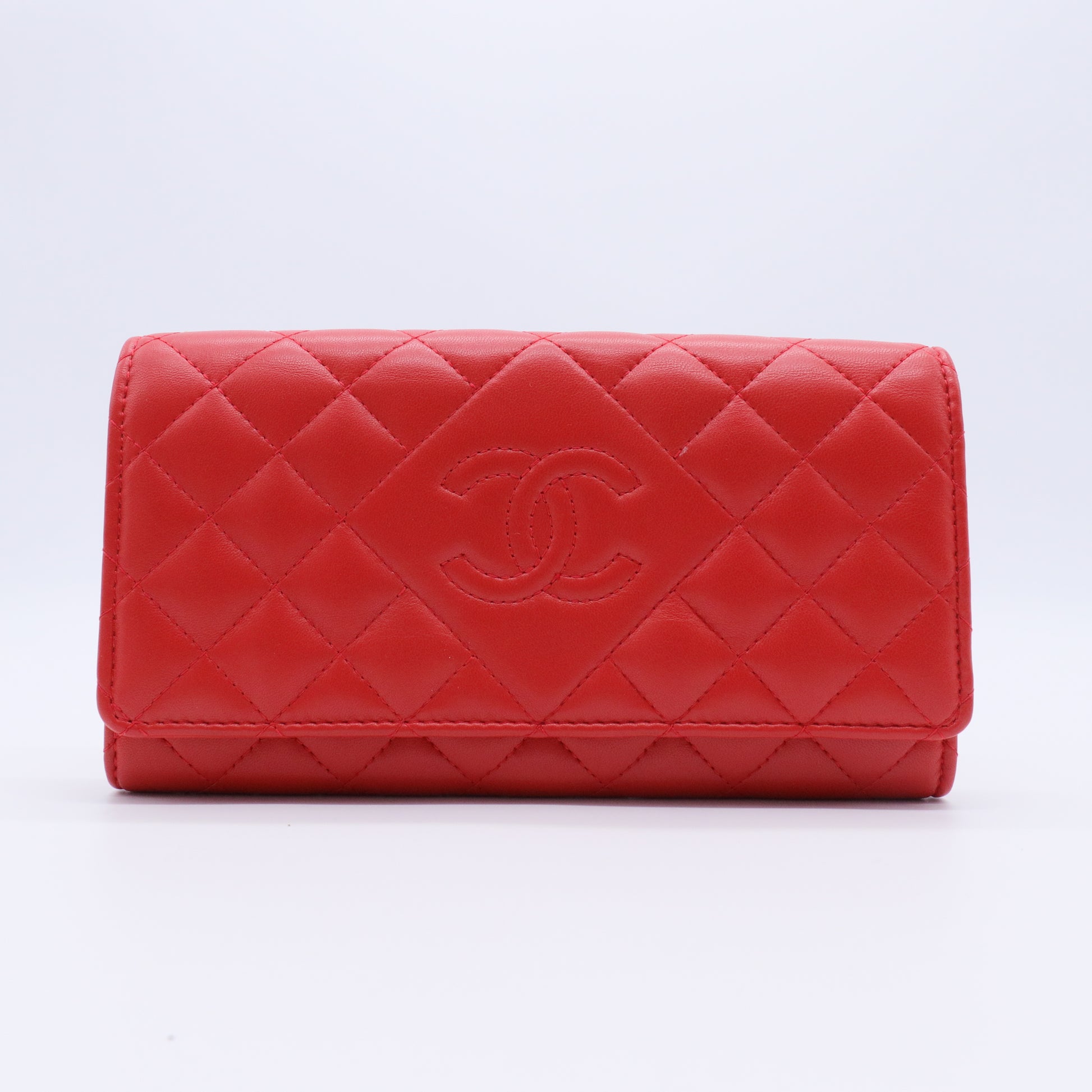 Red Quilted Leather CC Continental Wallet