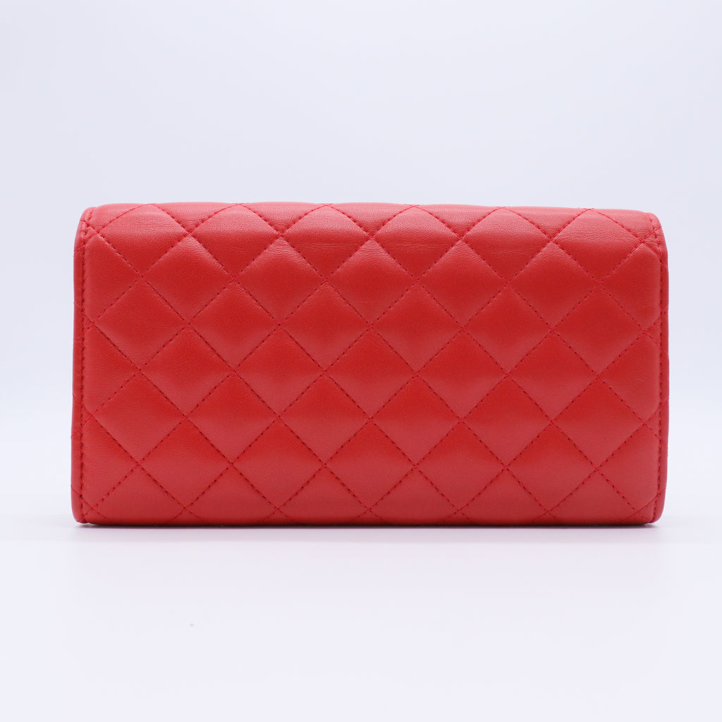Red Quilted Leather CC Continental Wallet