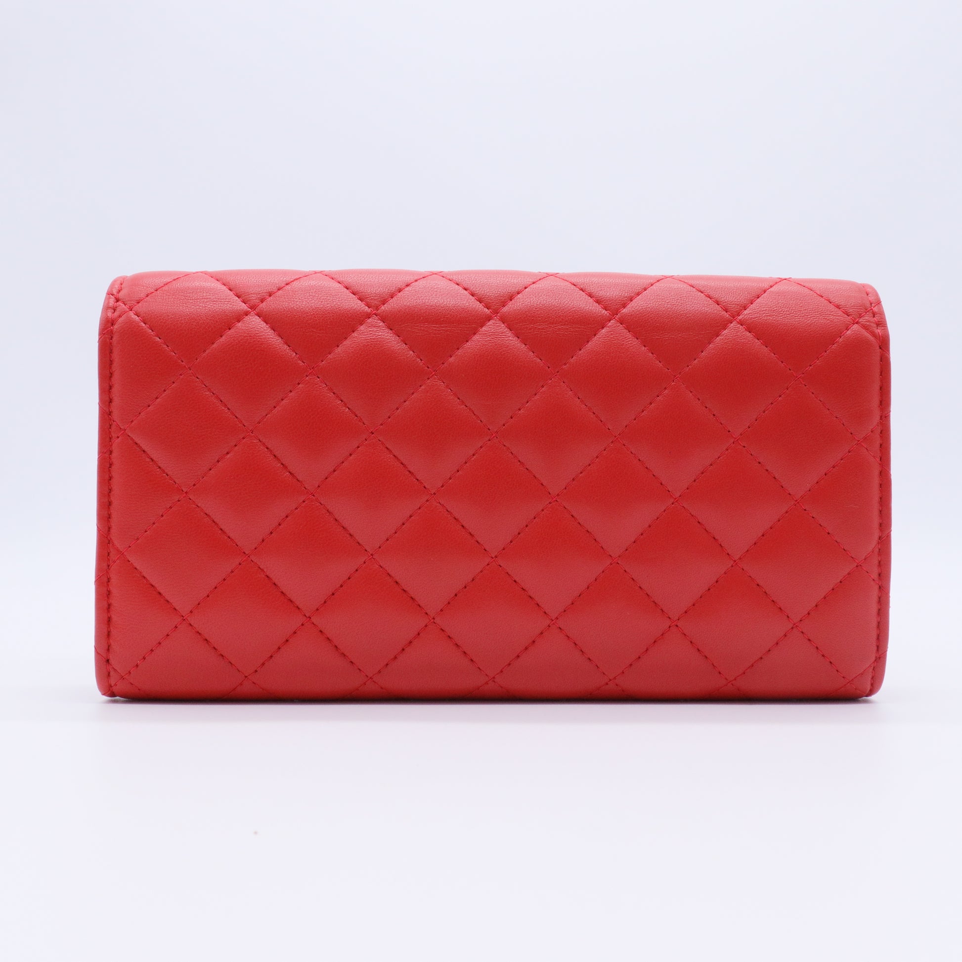 Red Quilted Leather CC Continental Wallet