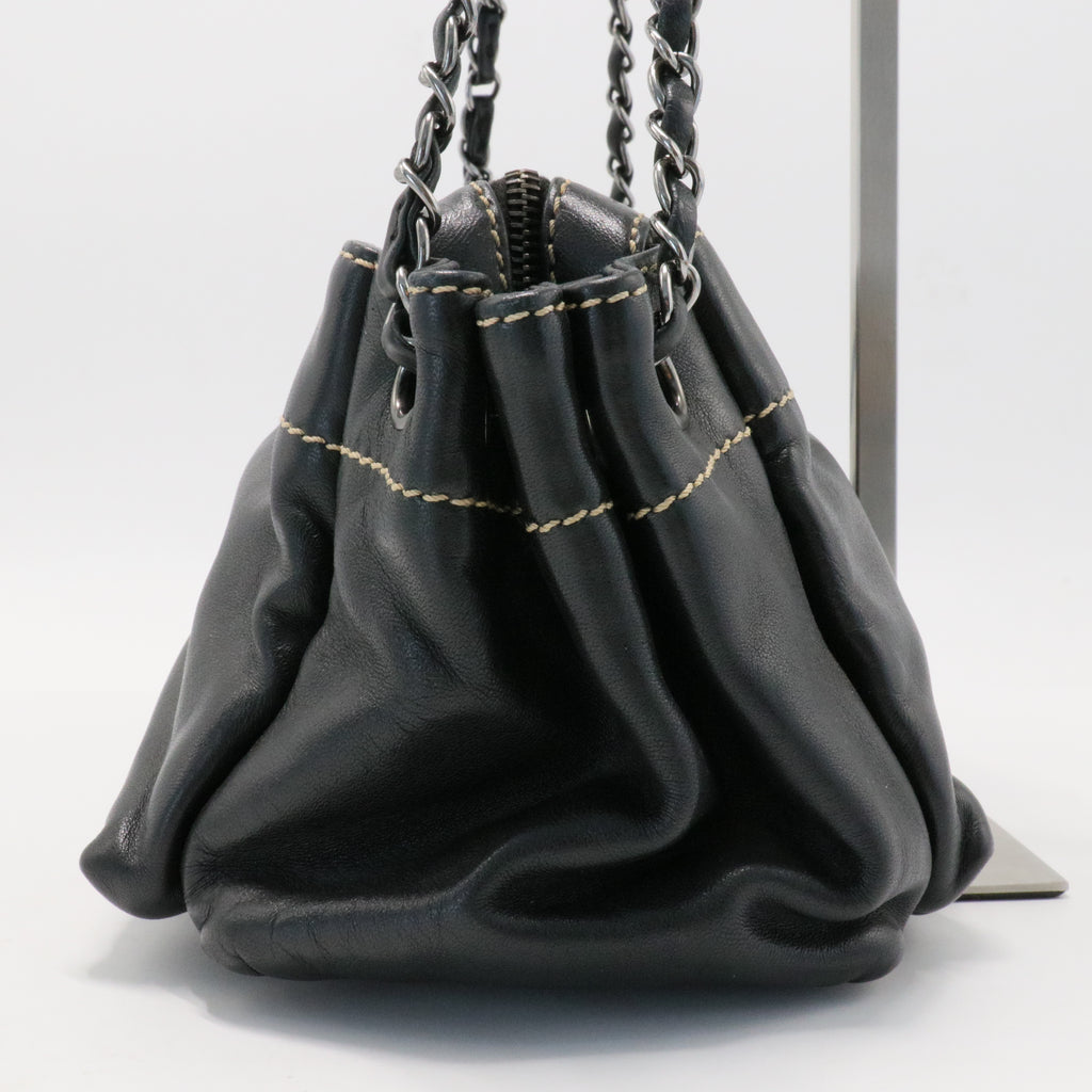 Chanel Black Leather LAX Accordion Shoulder Bag