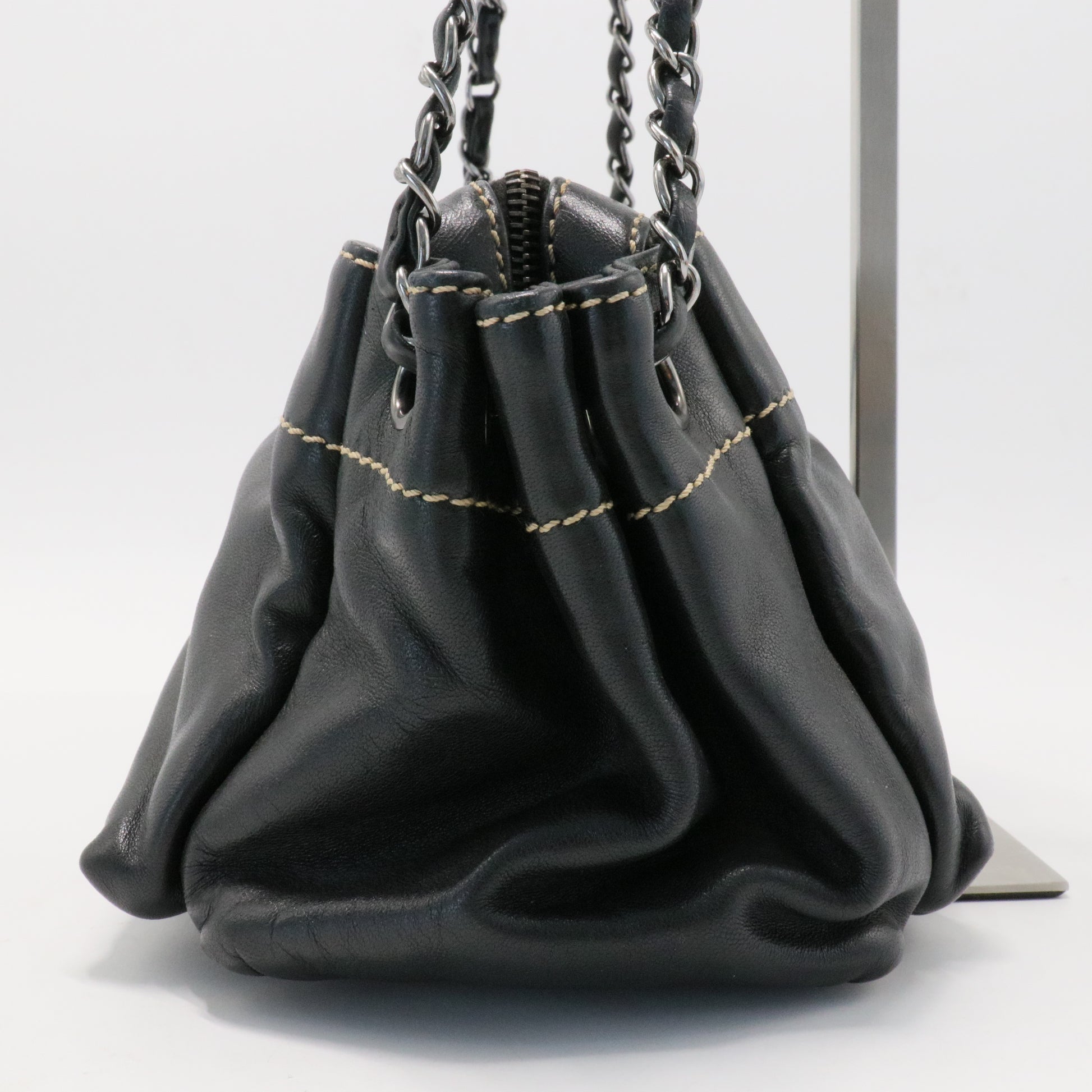 Chanel Black Leather LAX Accordion Shoulder Bag
