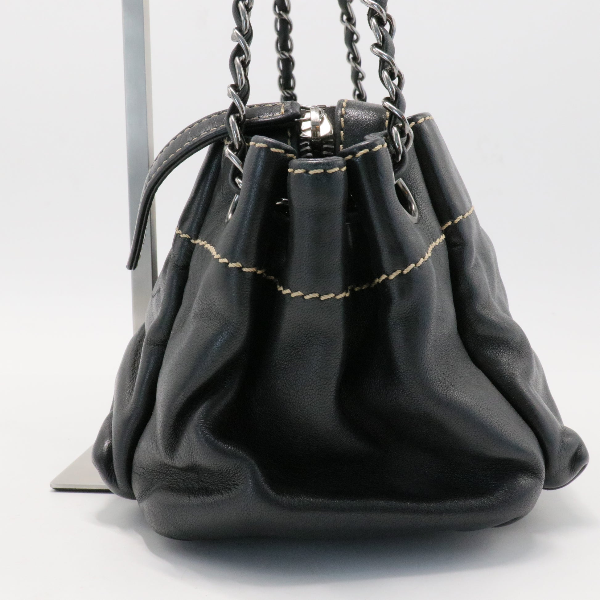 Chanel Black Leather LAX Accordion Shoulder Bag