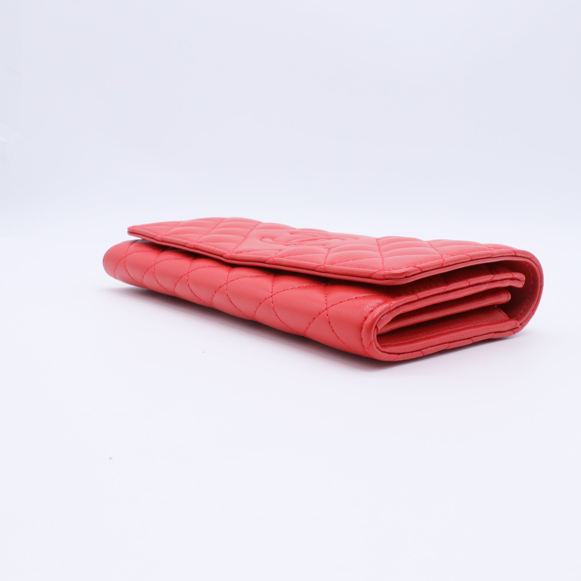 Red Quilted Leather CC Continental Wallet