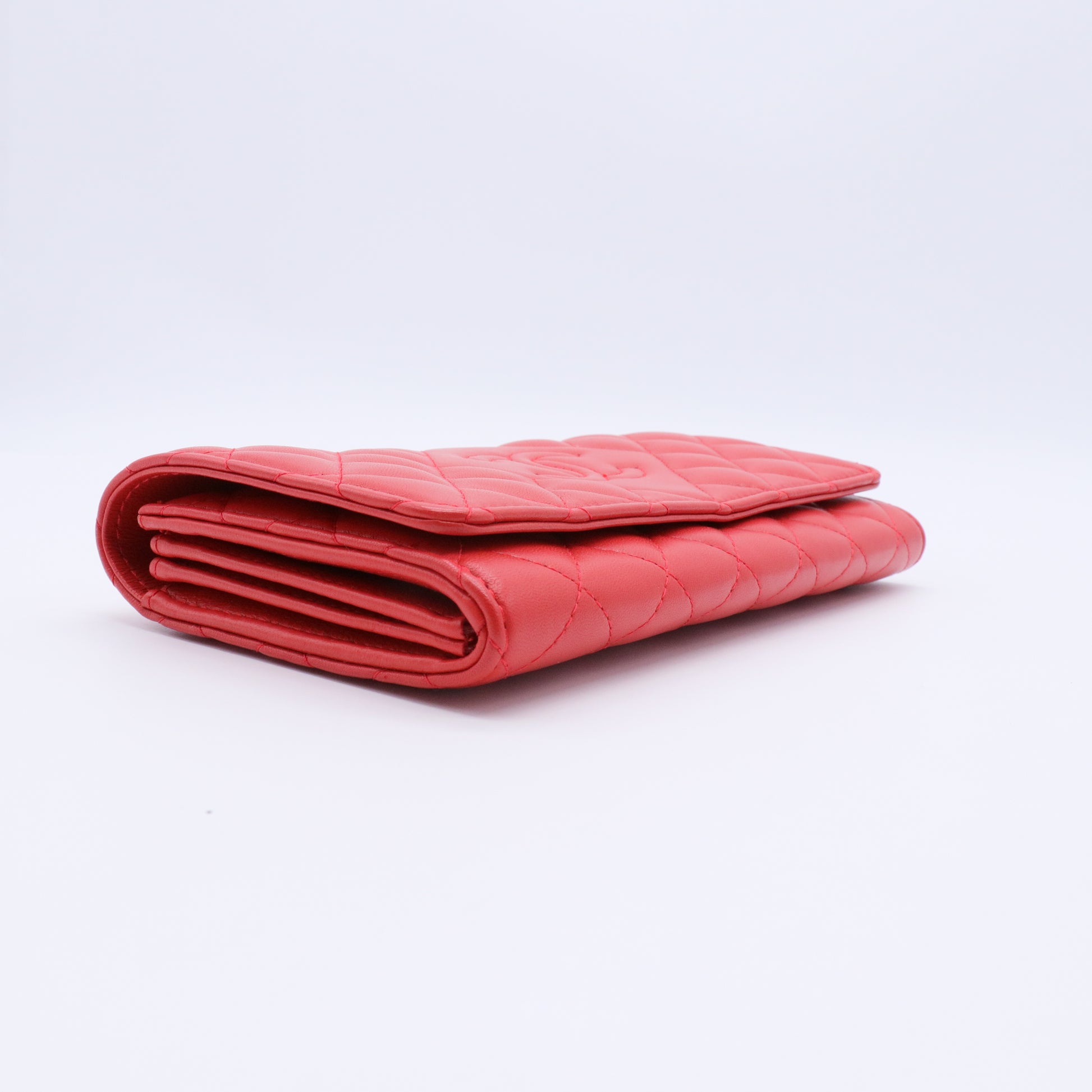 Red Quilted Leather CC Continental Wallet