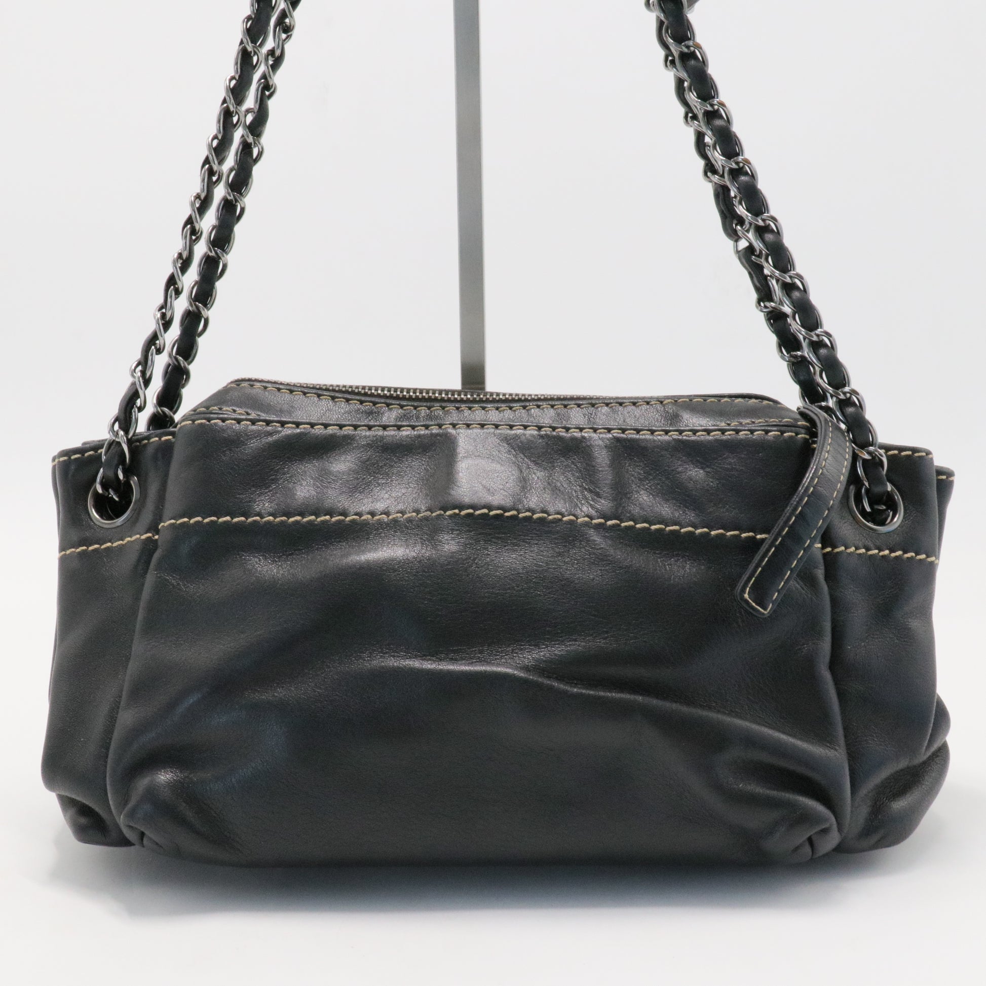 Chanel Black Leather LAX Accordion Shoulder Bag