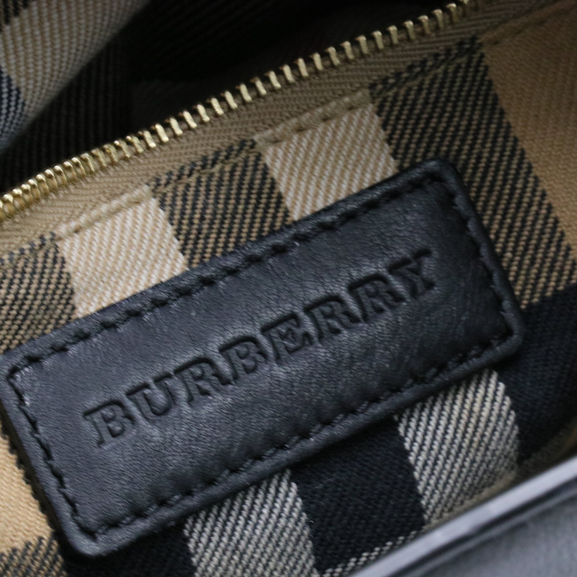Banner Tote Leather and House Check Canvas Small