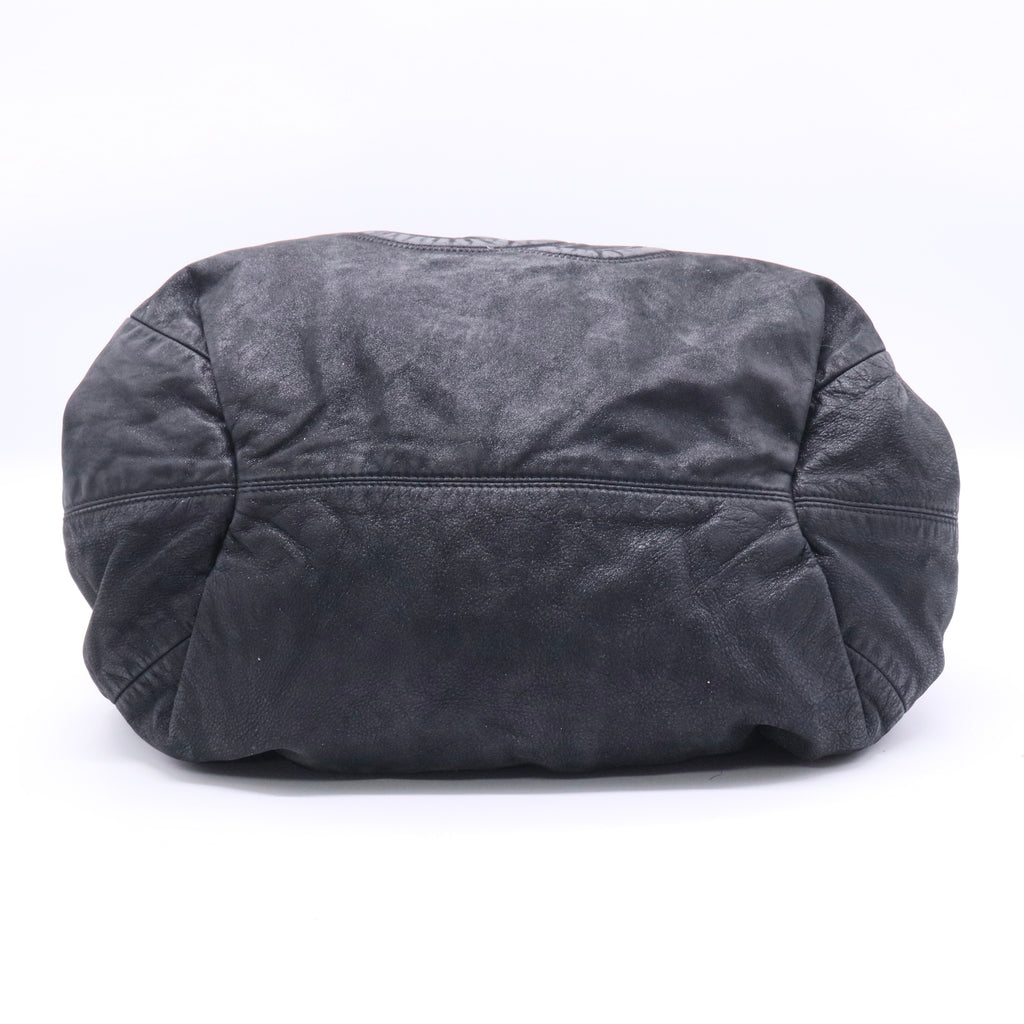 Chanel Black Iridescent Leather and Fabric CC Coco Cabas Hobo twins b20883