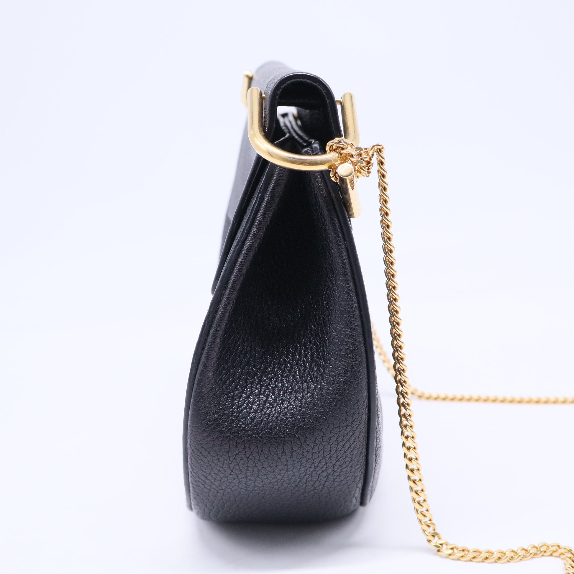 Black Leather Drew Shoulder Bag B20635