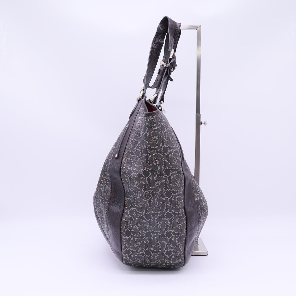 Celine Brown Leather New Pelham Large Shoulder Bag twins B22842