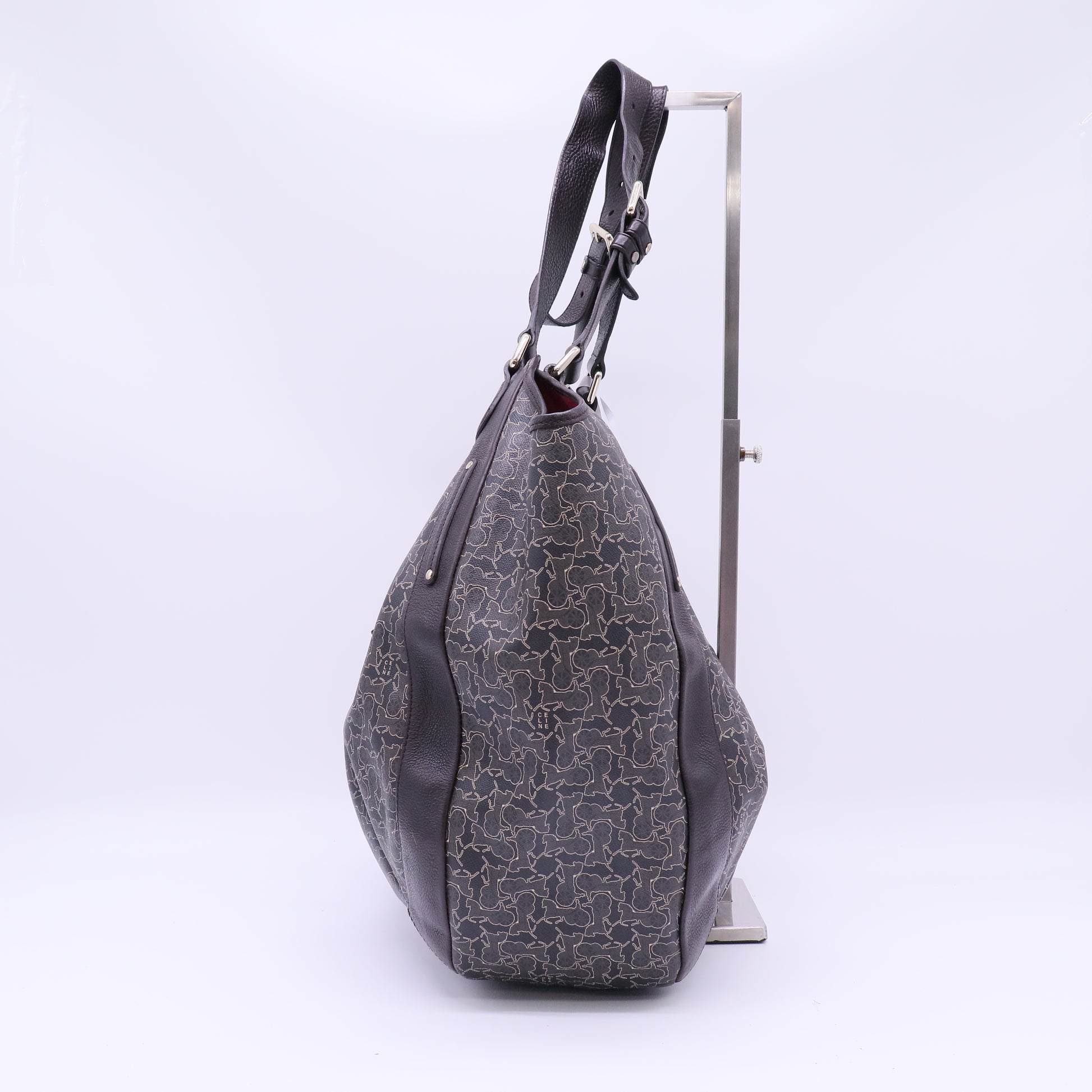 Celine Brown Leather New Pelham Large Shoulder Bag twins B22842