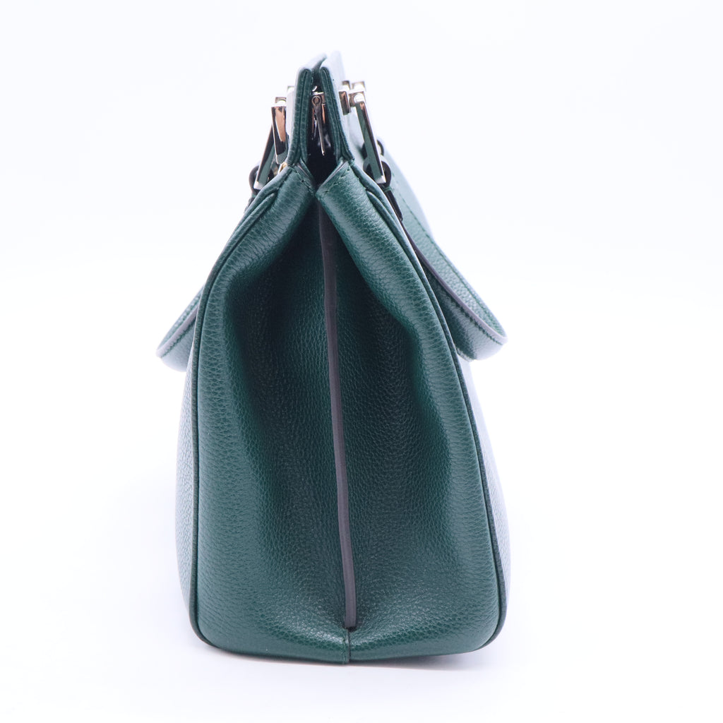 Grainy Calfskin Small Zumi Top Handle Bag Vintage Green B12361