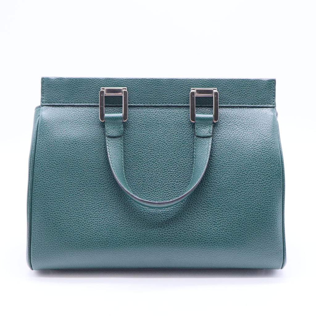 Grainy Calfskin Small Zumi Top Handle Bag Vintage Green B12361