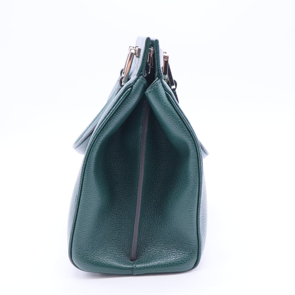 Grainy Calfskin Small Zumi Top Handle Bag Vintage Green B12361