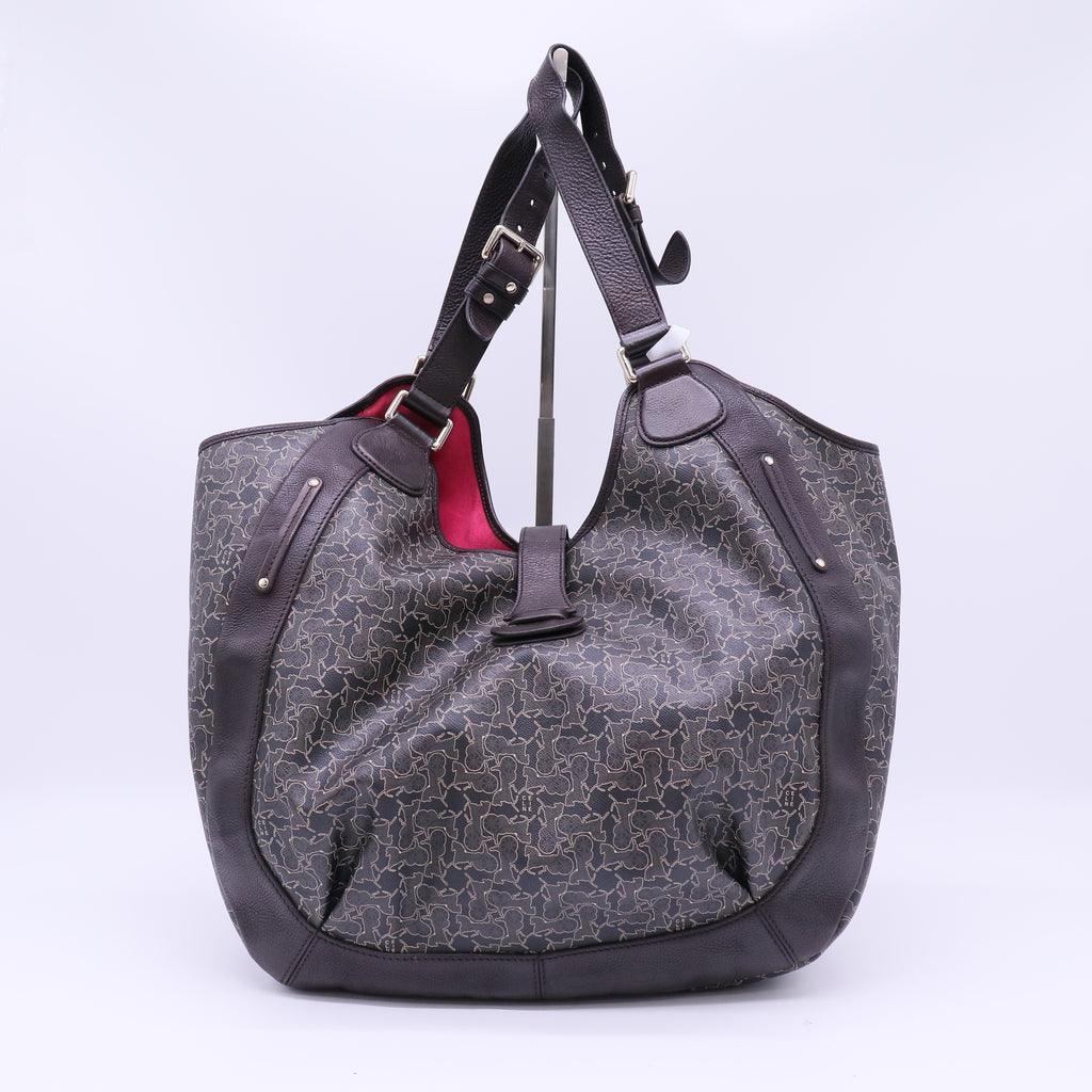 Celine Brown Leather New Pelham Large Shoulder Bag twins B22842
