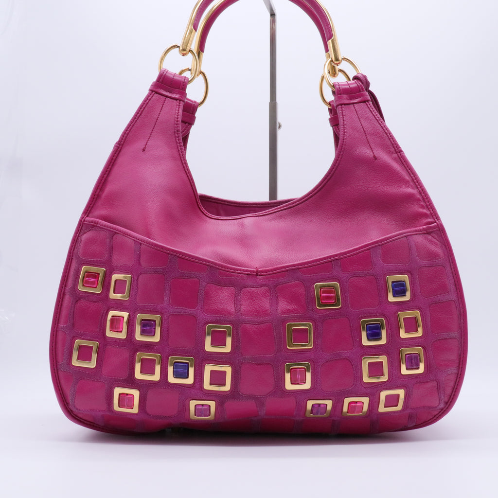Embellished 61 Leather Bejeweled Hobo