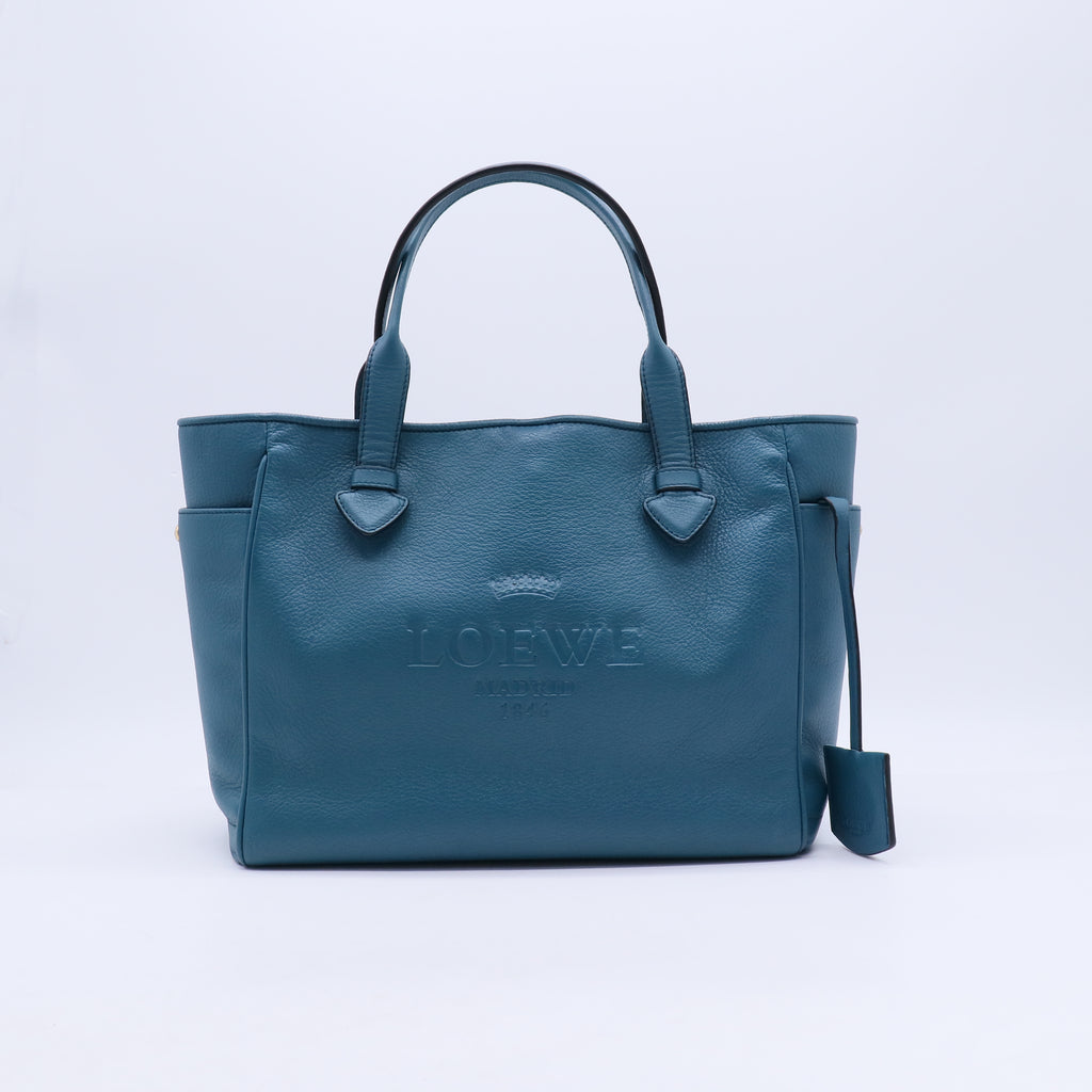 Loewe Blue Leather Heritage Tote B21402
