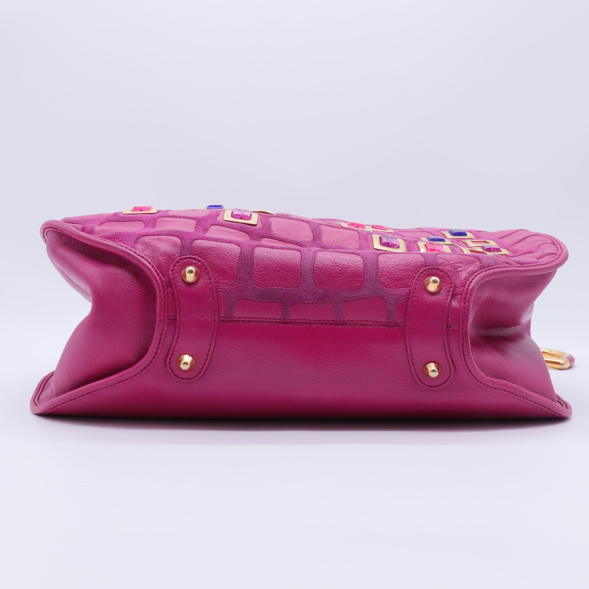Embellished 61 Leather Bejeweled Hobo