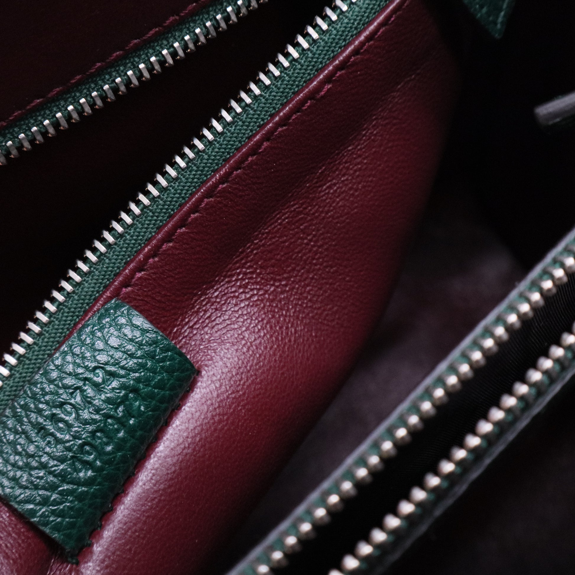 Grainy Calfskin Small Zumi Top Handle Bag Vintage Green B12361