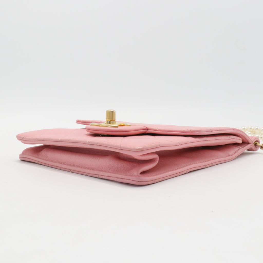 Lambskin Quilted Chic Pearls Flap