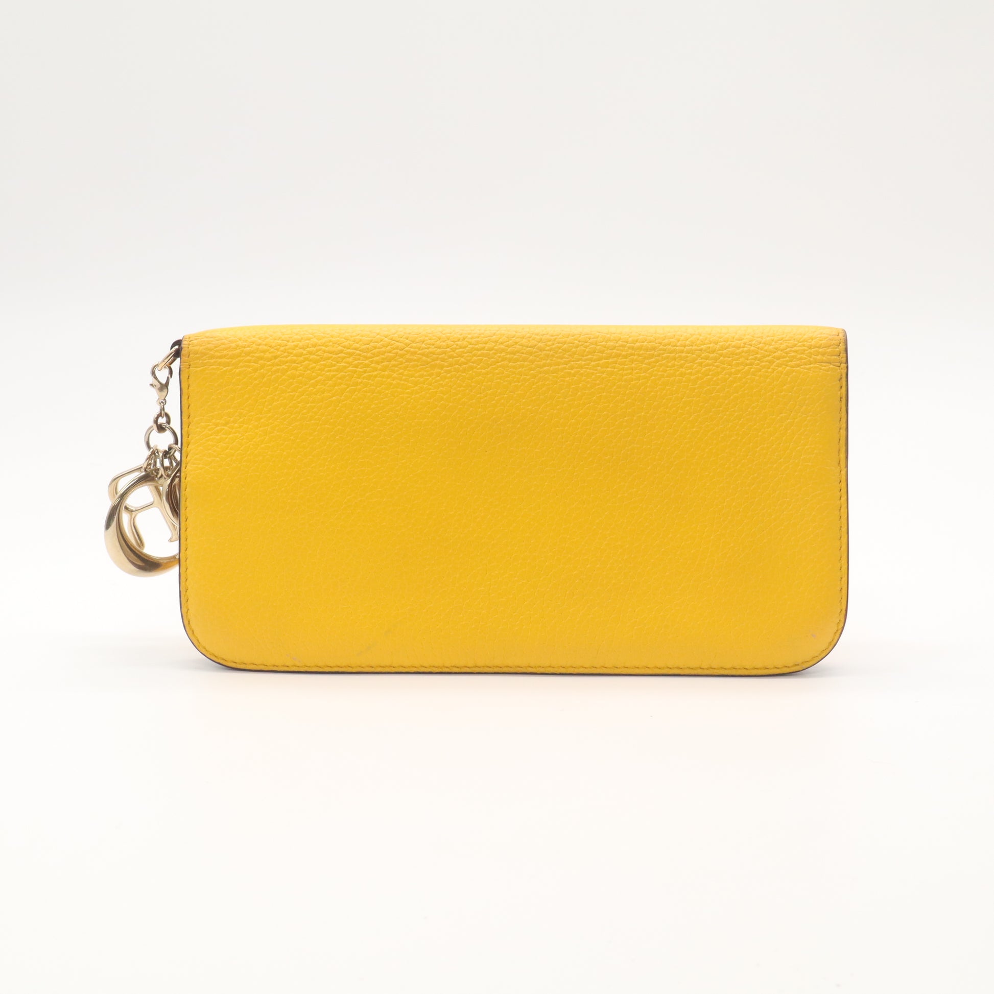 Christian Dior Lady Charm Round Zipper Long Wallet Yellow W22232