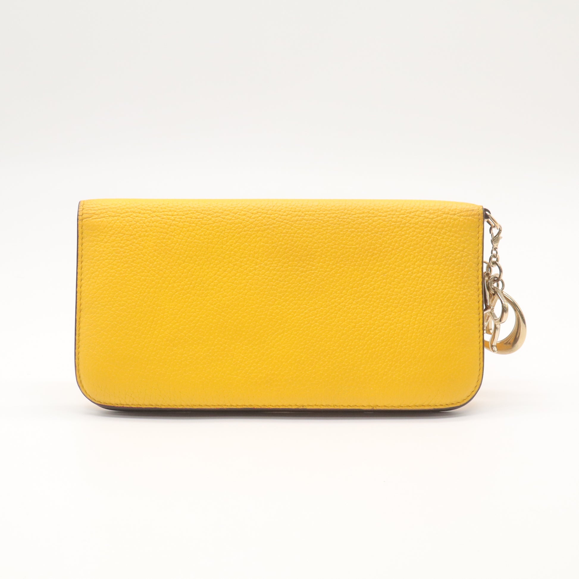 Christian Dior Lady Charm Round Zipper Long Wallet Yellow W22232