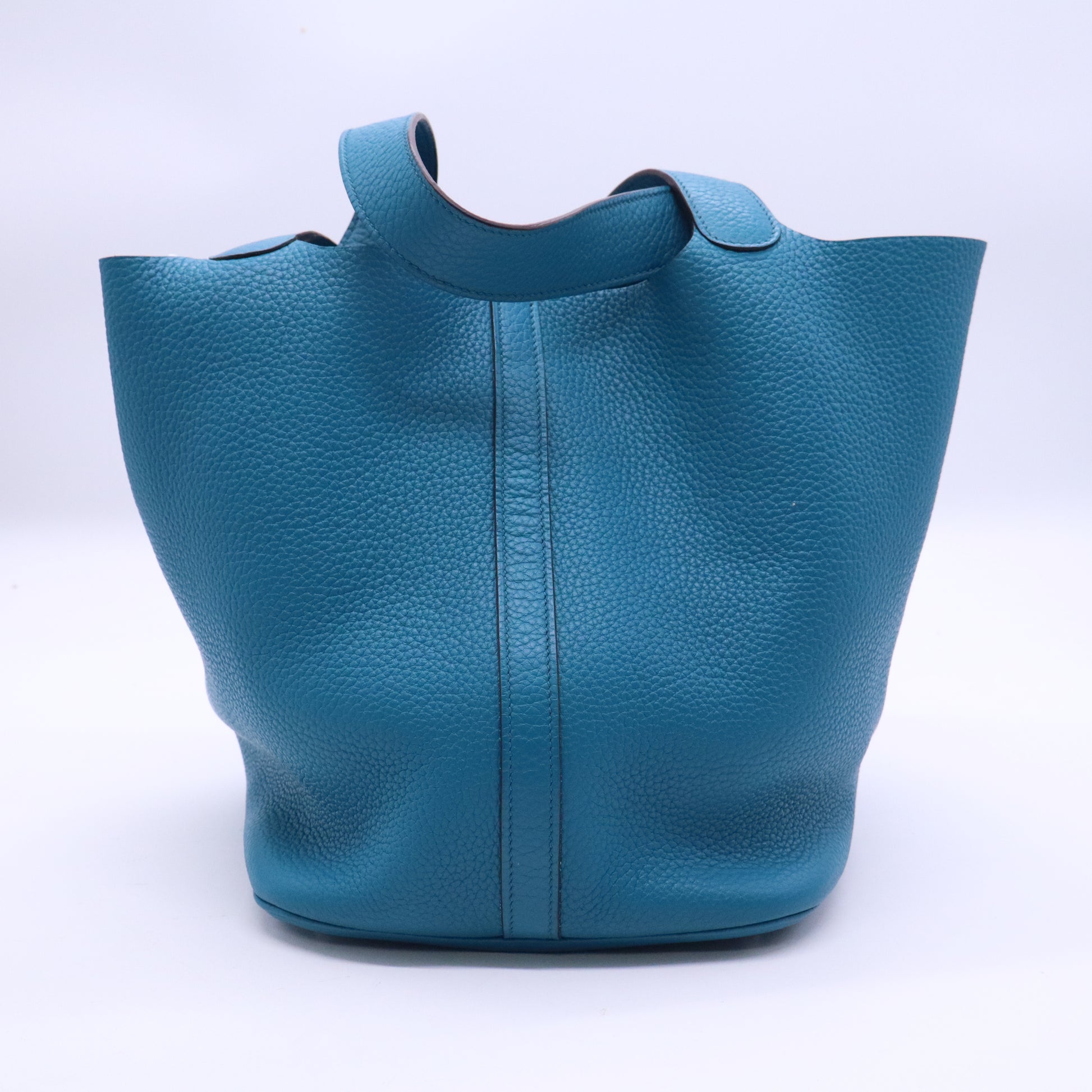 Hermes 26cm Turquoise Clemence Leather Picotin Lock GM Bag twins B21126