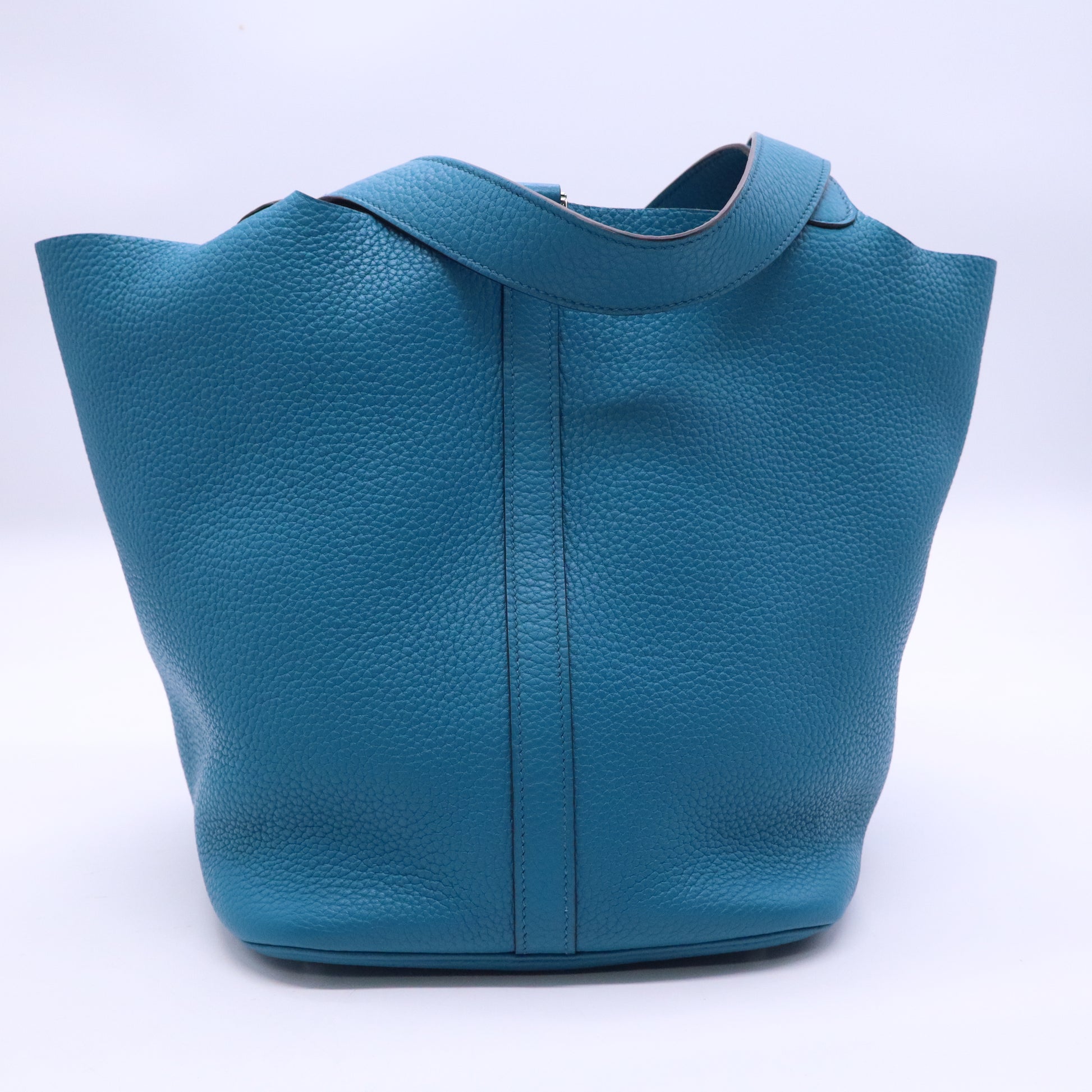 Hermes 26cm Turquoise Clemence Leather Picotin Lock GM Bag twins B21126