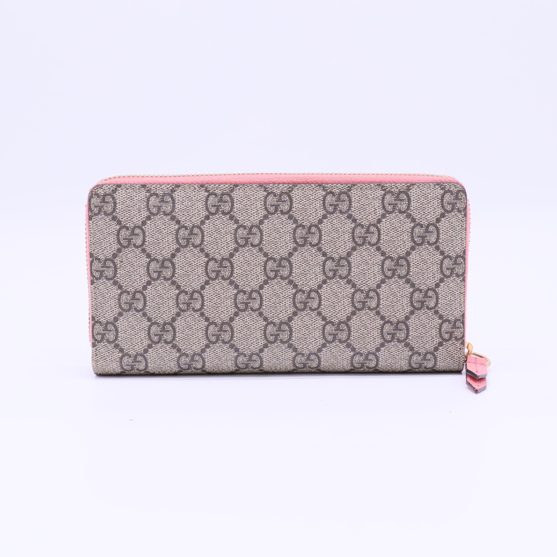 Gucci GG Supreme Monogram Embroidered Face Zip Around Wallet W22279