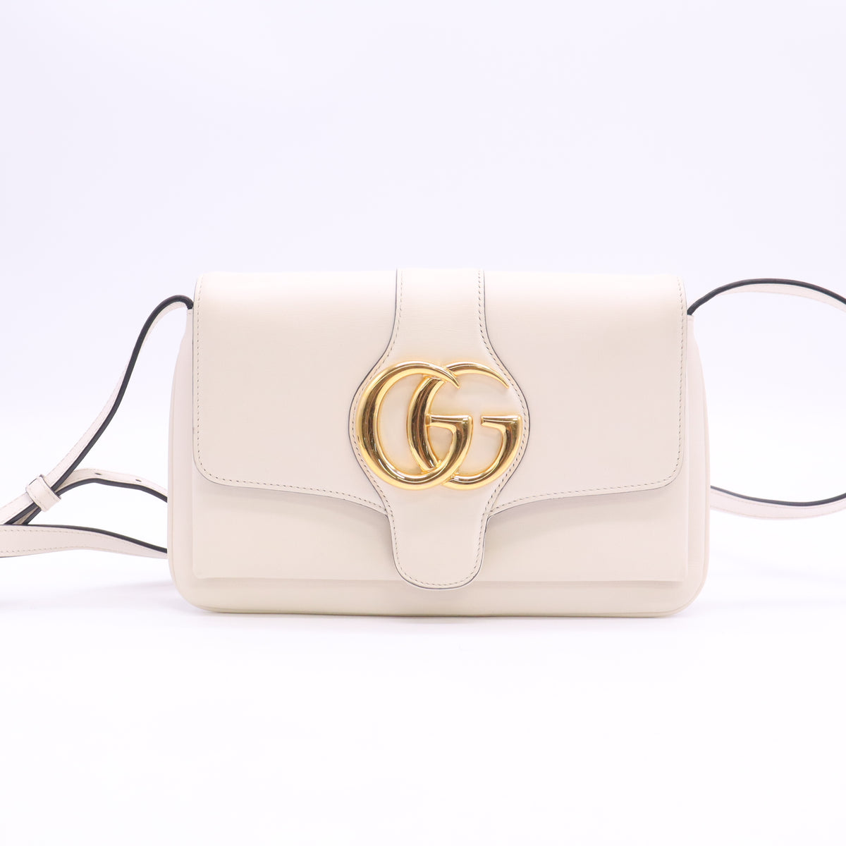 Calfskin Small Arli Flap Shoulder Bag Mystic White B24406