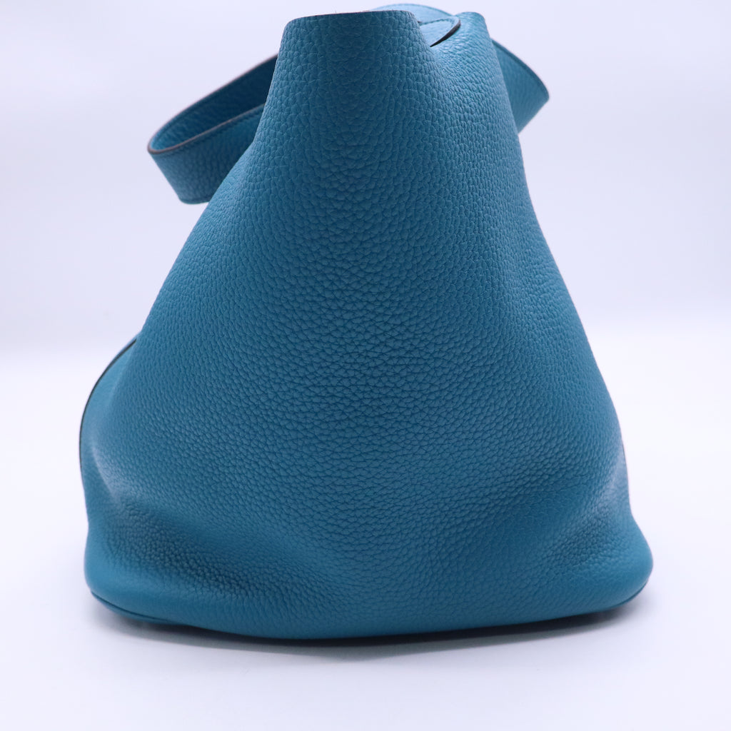 Hermes 26cm Turquoise Clemence Leather Picotin Lock GM Bag twins B21126