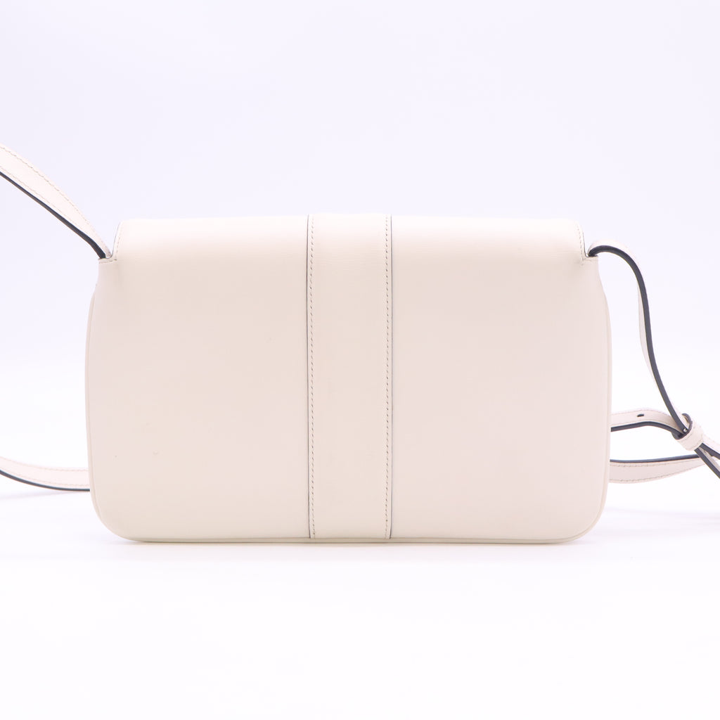 Calfskin Small Arli Flap Shoulder Bag Mystic White B24406