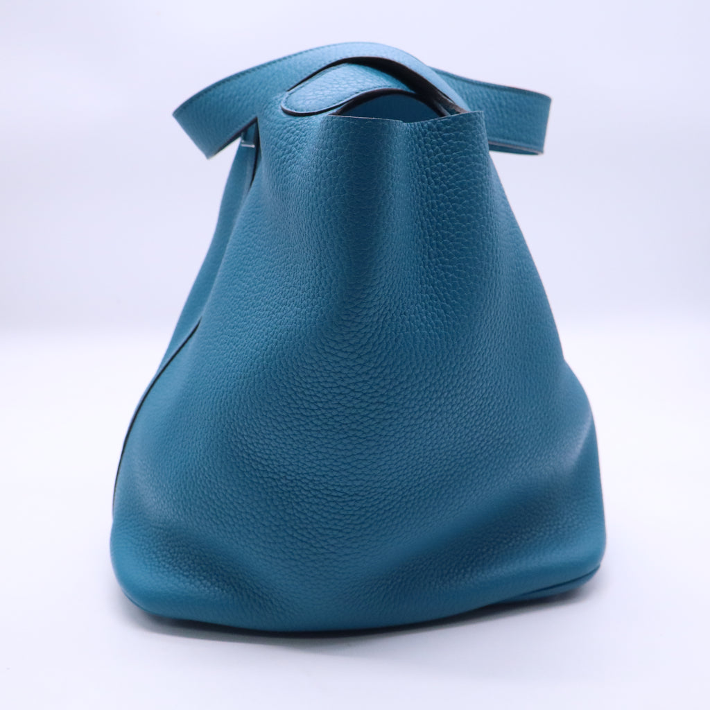 Hermes 26cm Turquoise Clemence Leather Picotin Lock GM Bag twins B21126