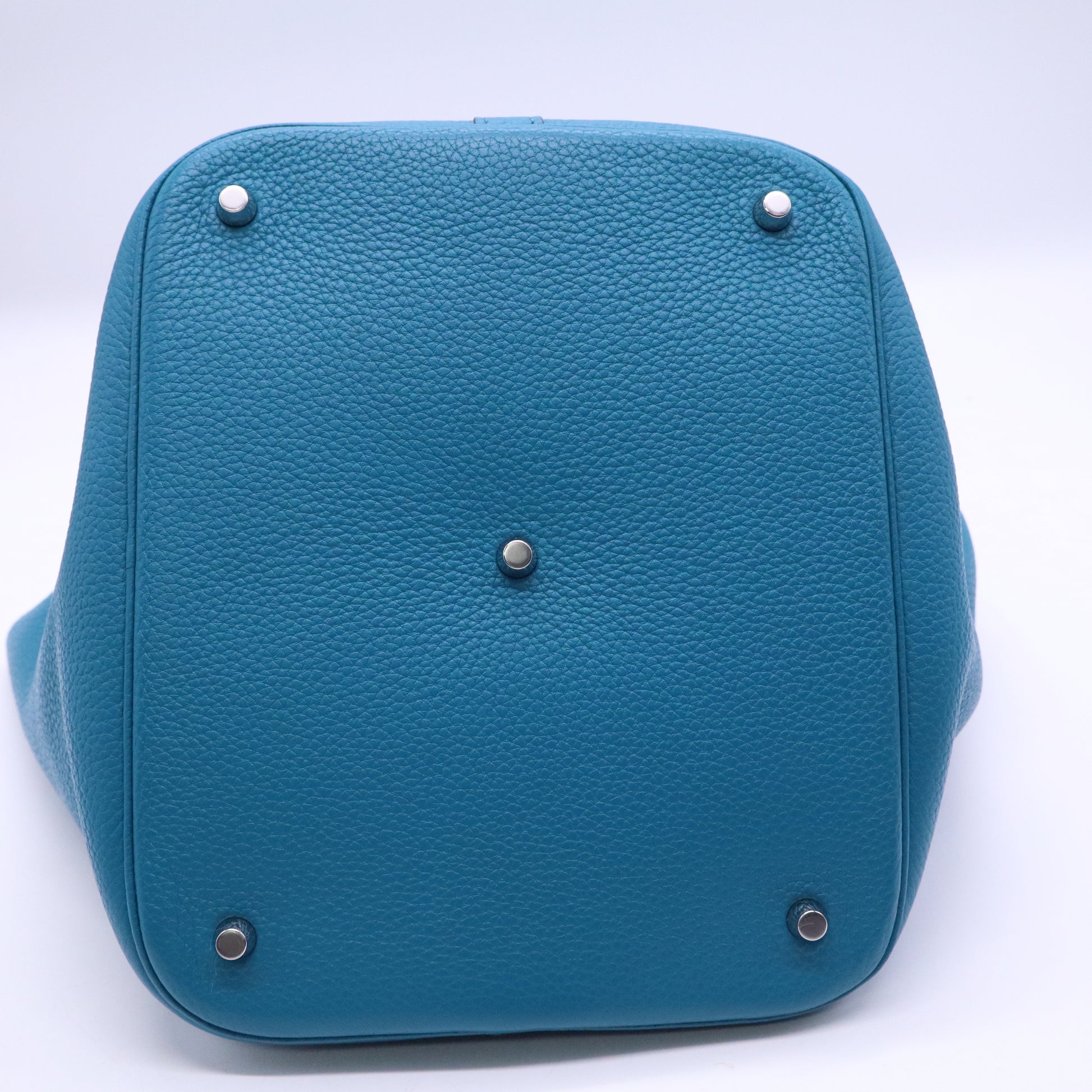 Hermes 26cm Turquoise Clemence Leather Picotin Lock GM Bag twins B21126