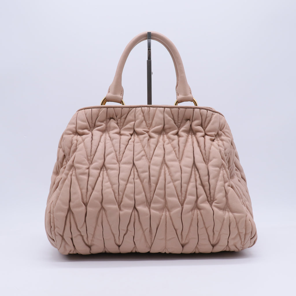 Miu Miu Pink Matelasse Leather Satchel B21065