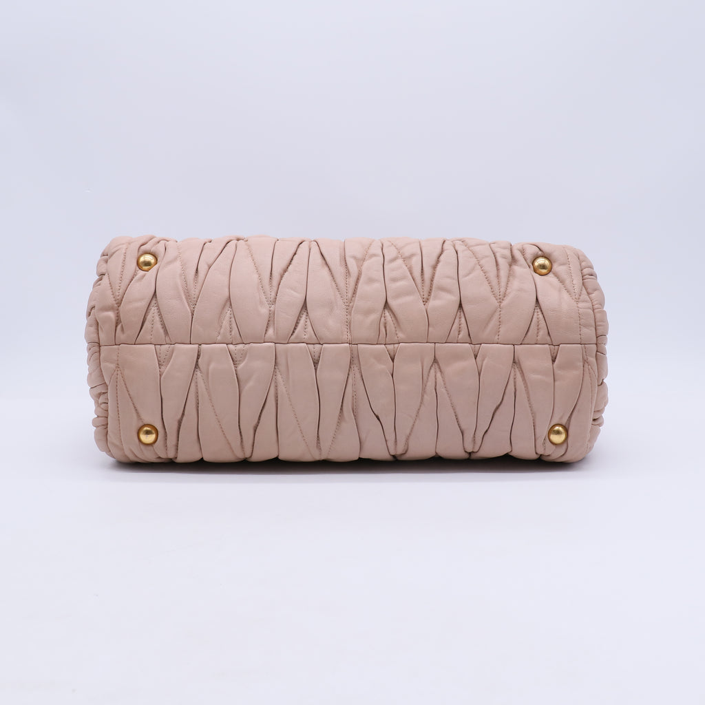 Miu Miu Pink Matelasse Leather Satchel B21065