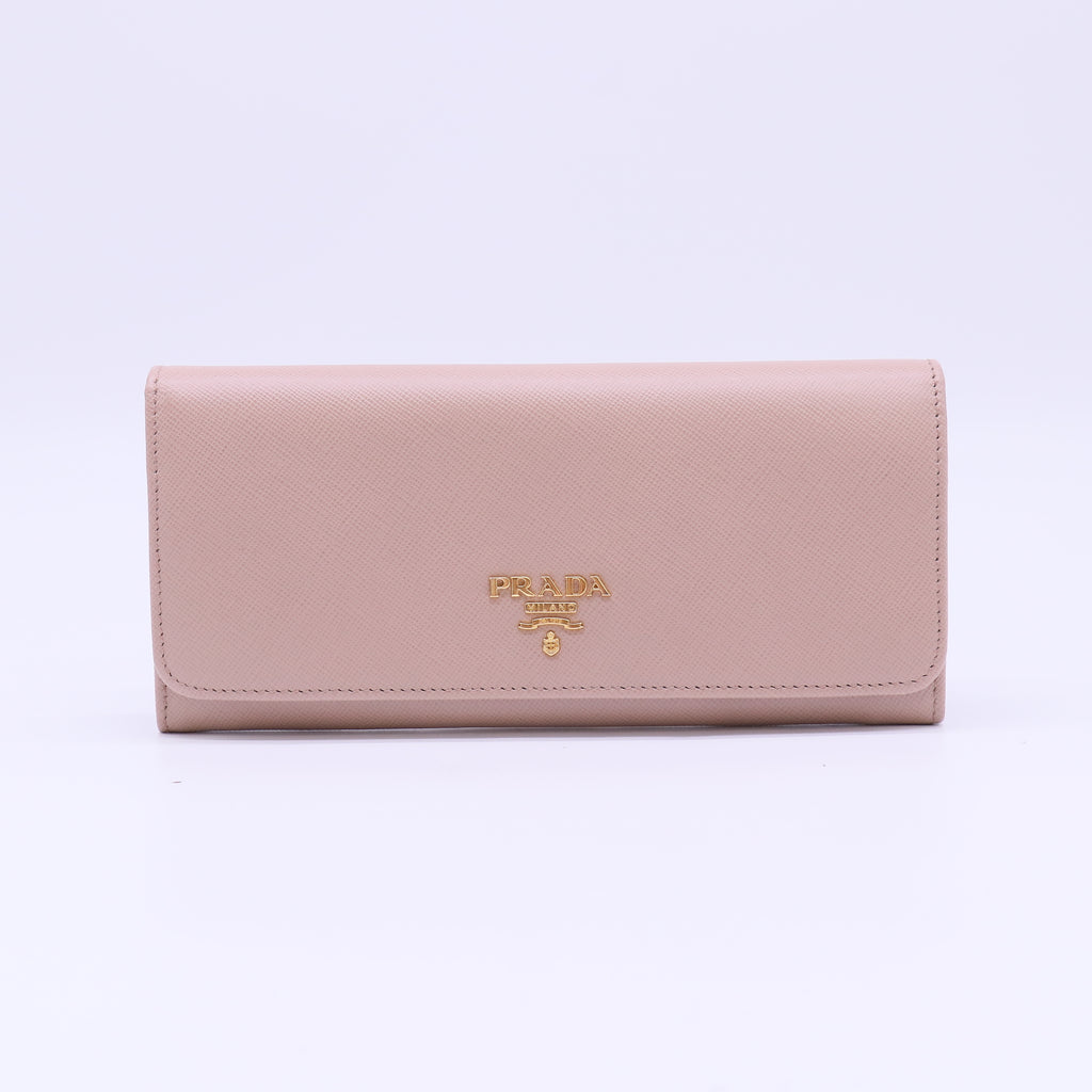 Prada Saffiano Leather Flap Wallet Cipria Pink W22294