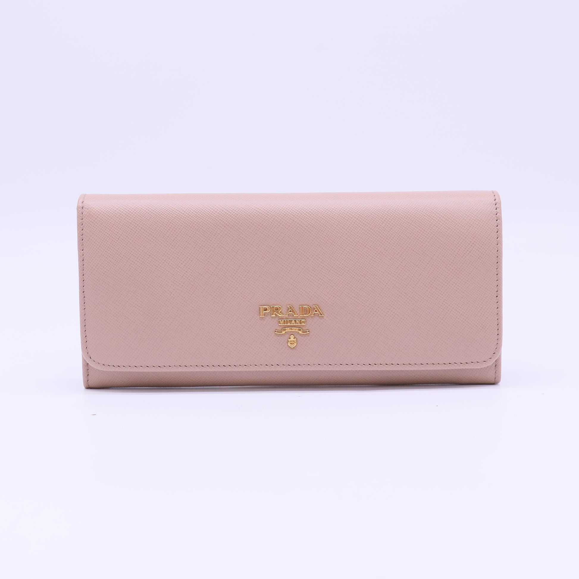 Prada Saffiano Leather Flap Wallet Cipria Pink W22294