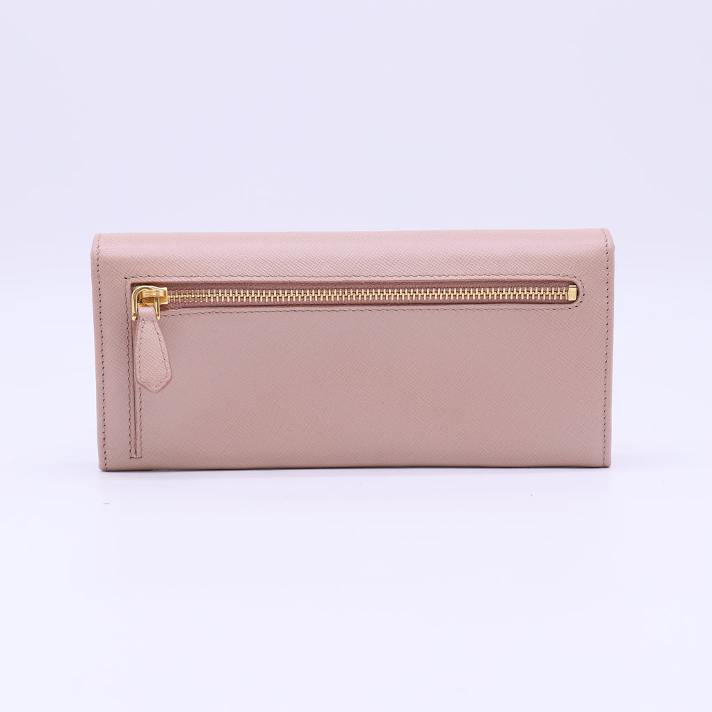 Prada Saffiano Leather Flap Wallet Cipria Pink W22294